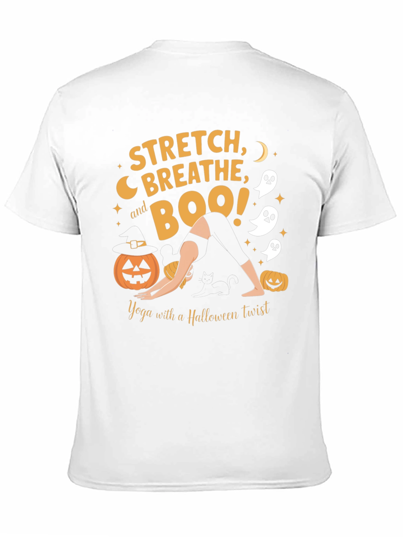 Halloween Yoga T-Shirt: Stretch Breathe Boo!