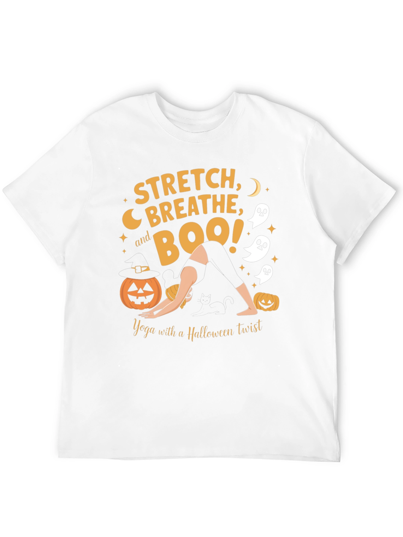 Halloween Yoga T-Shirt: Stretch Breathe Boo!