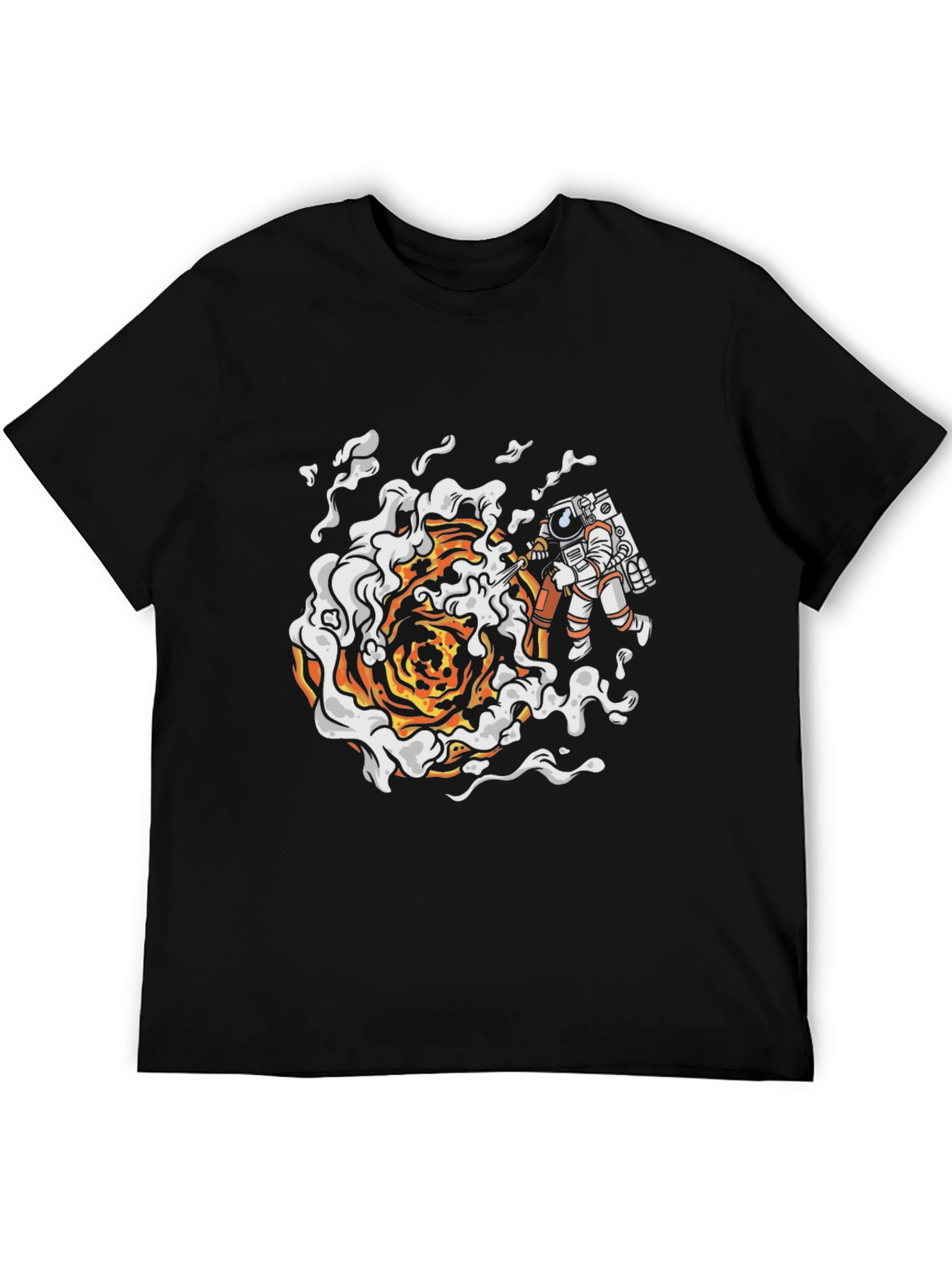 Astronaut Firefighter Black T-Shirt