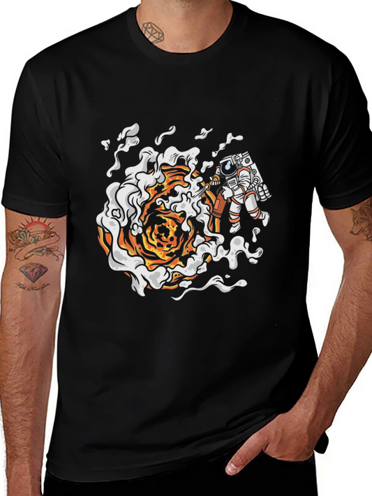 Astronaut Firefighter Black T-Shirt
