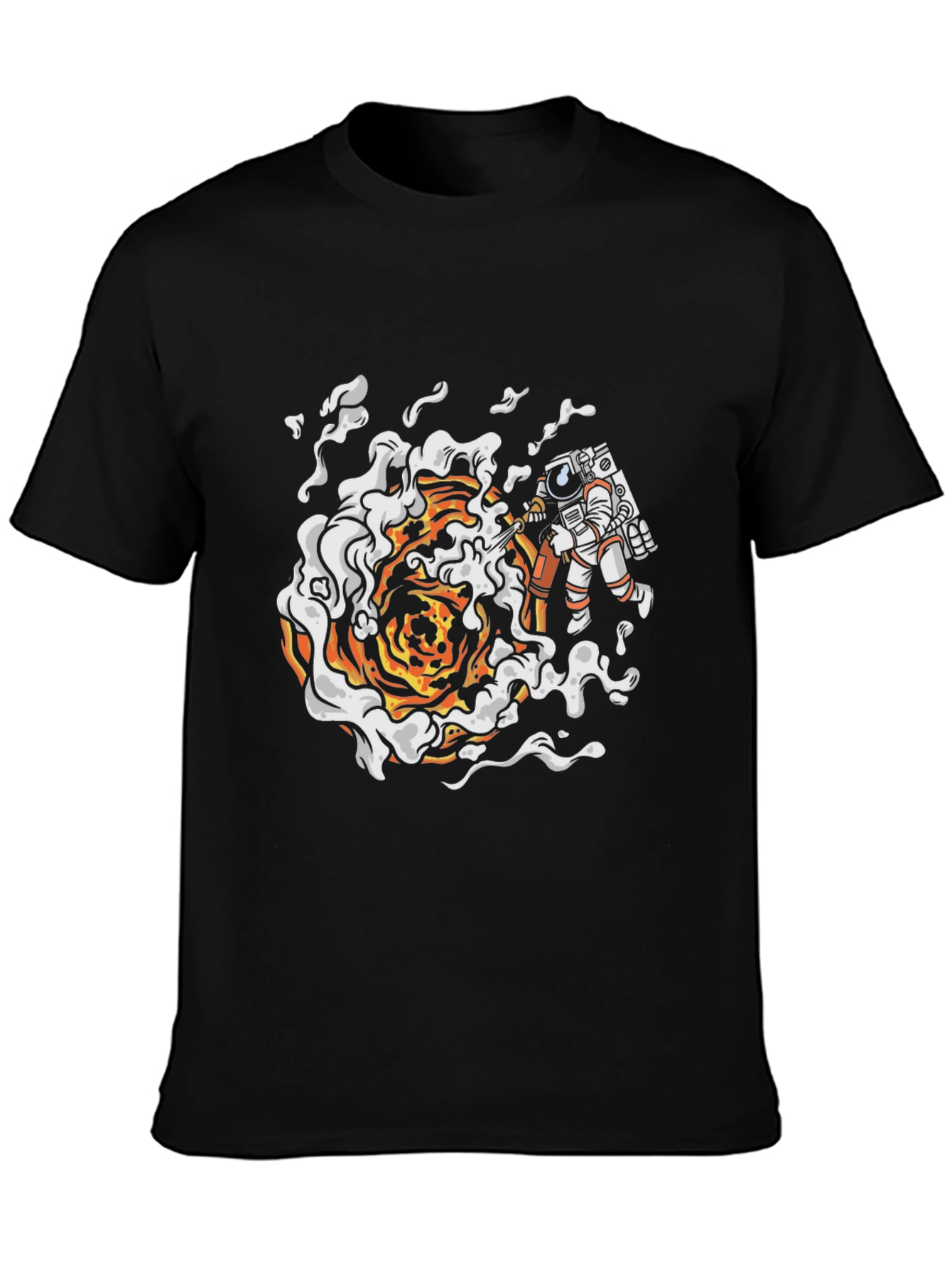 Astronaut Firefighter Black T-Shirt