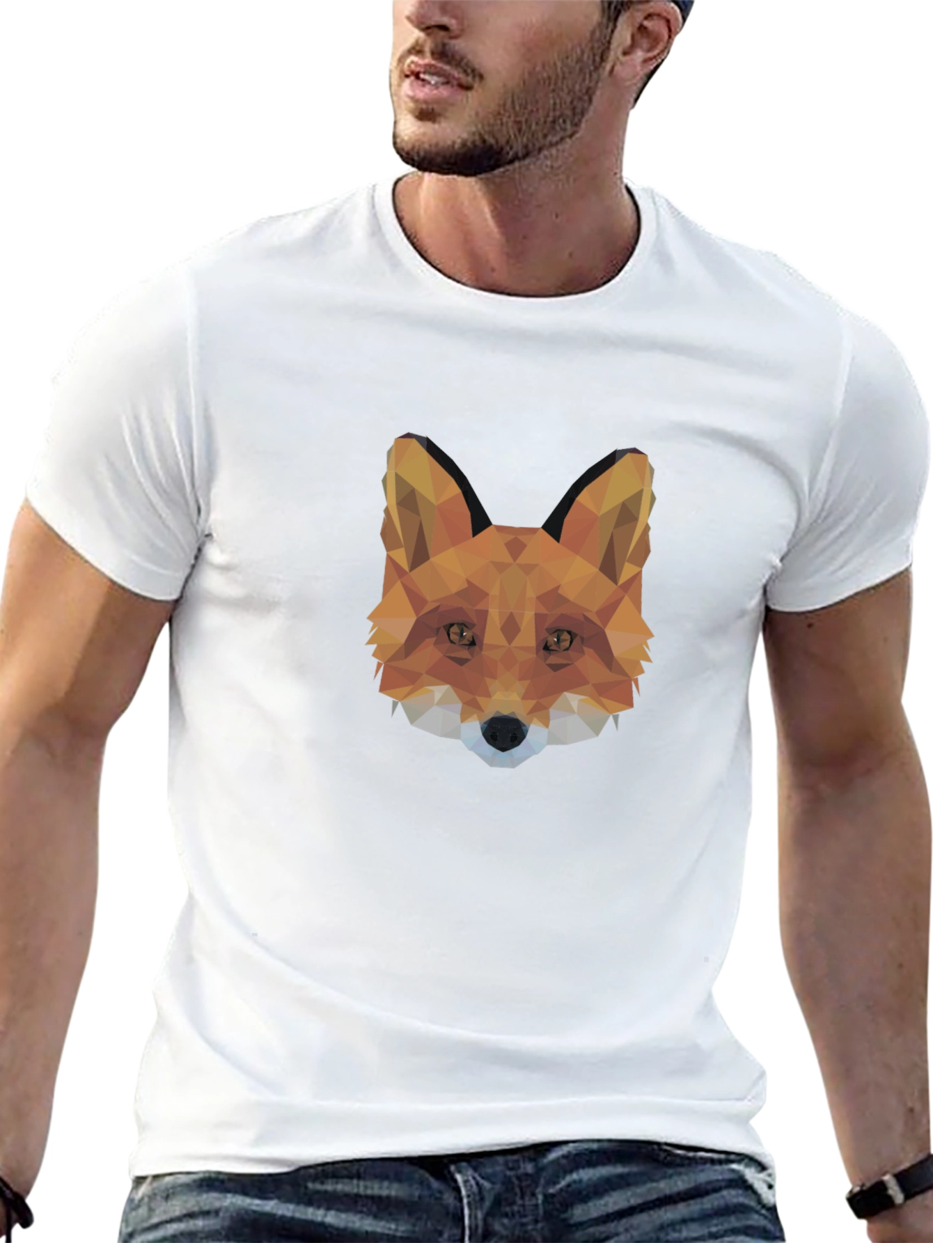 Geometric Fox Head T-Shirt - Modern Style