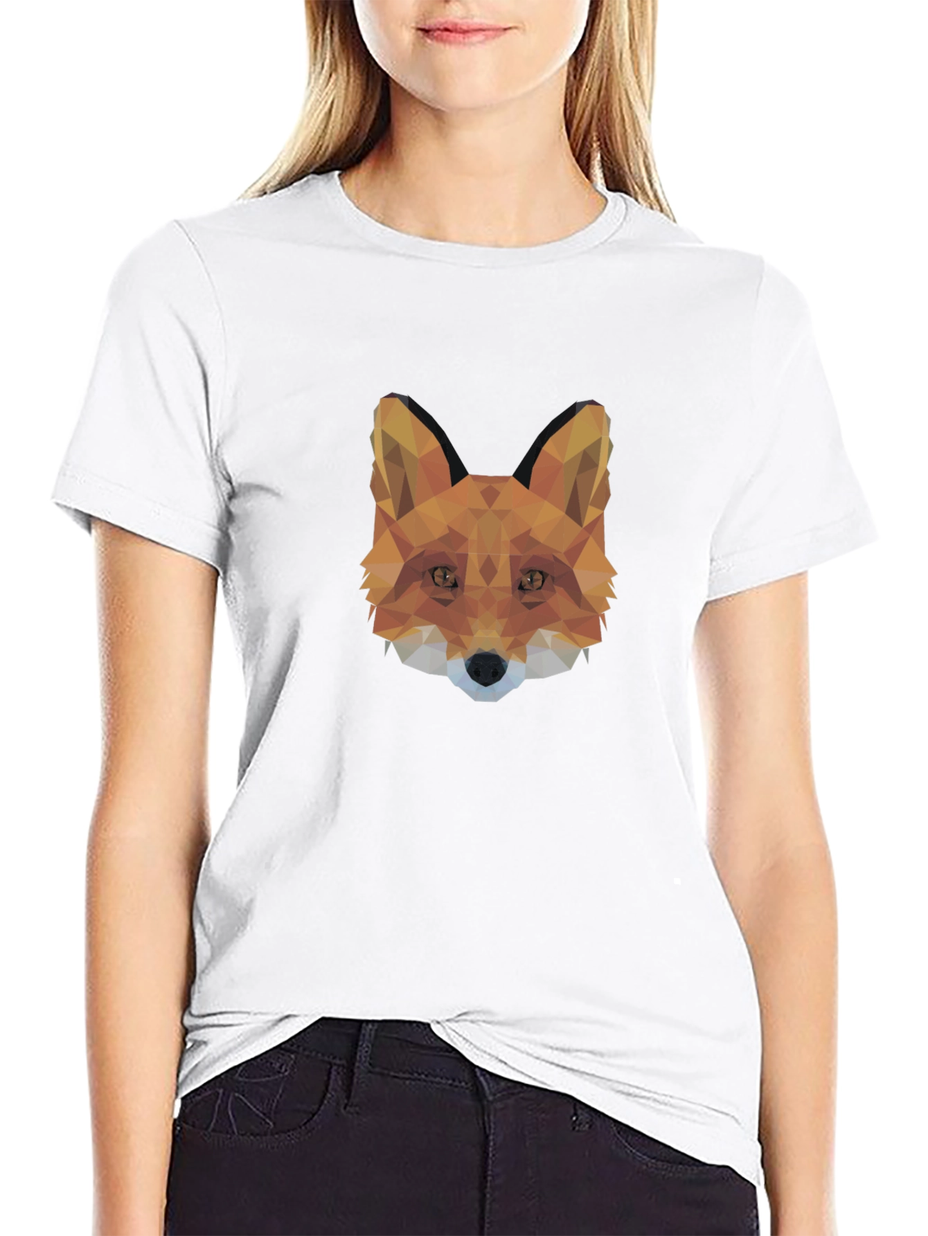 Geometric Fox Head T-Shirt - Modern Style