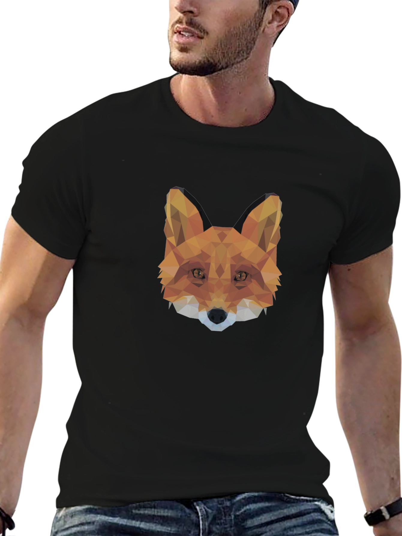 Geometric Fox Head T-Shirt - Modern Style