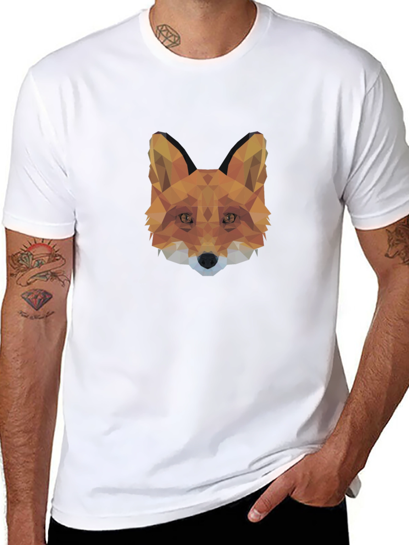Geometric Fox Head T-Shirt - Modern Style