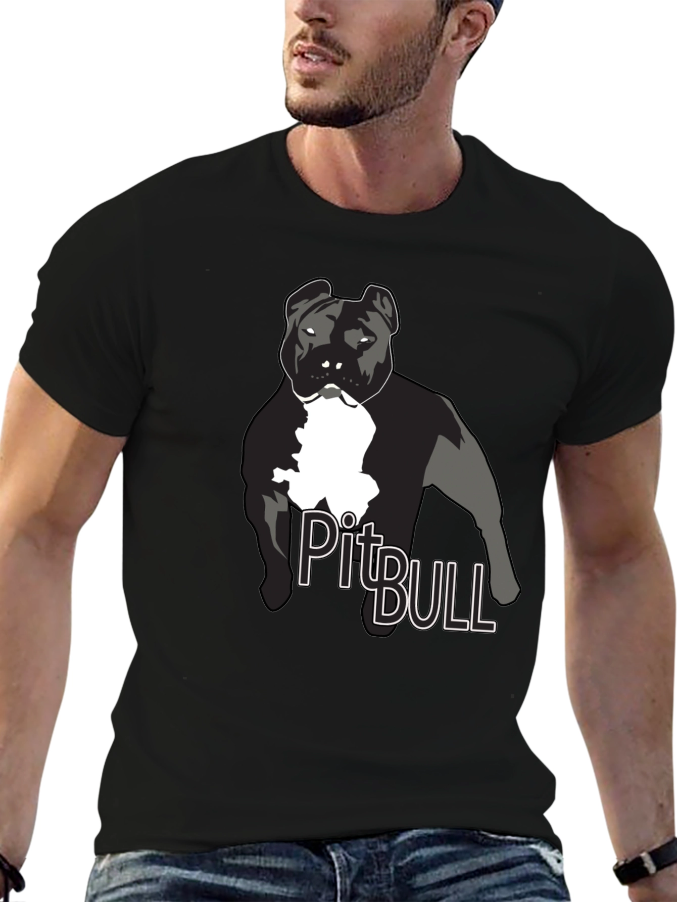 Pitbull Dog Graphic T-Shirt - Black