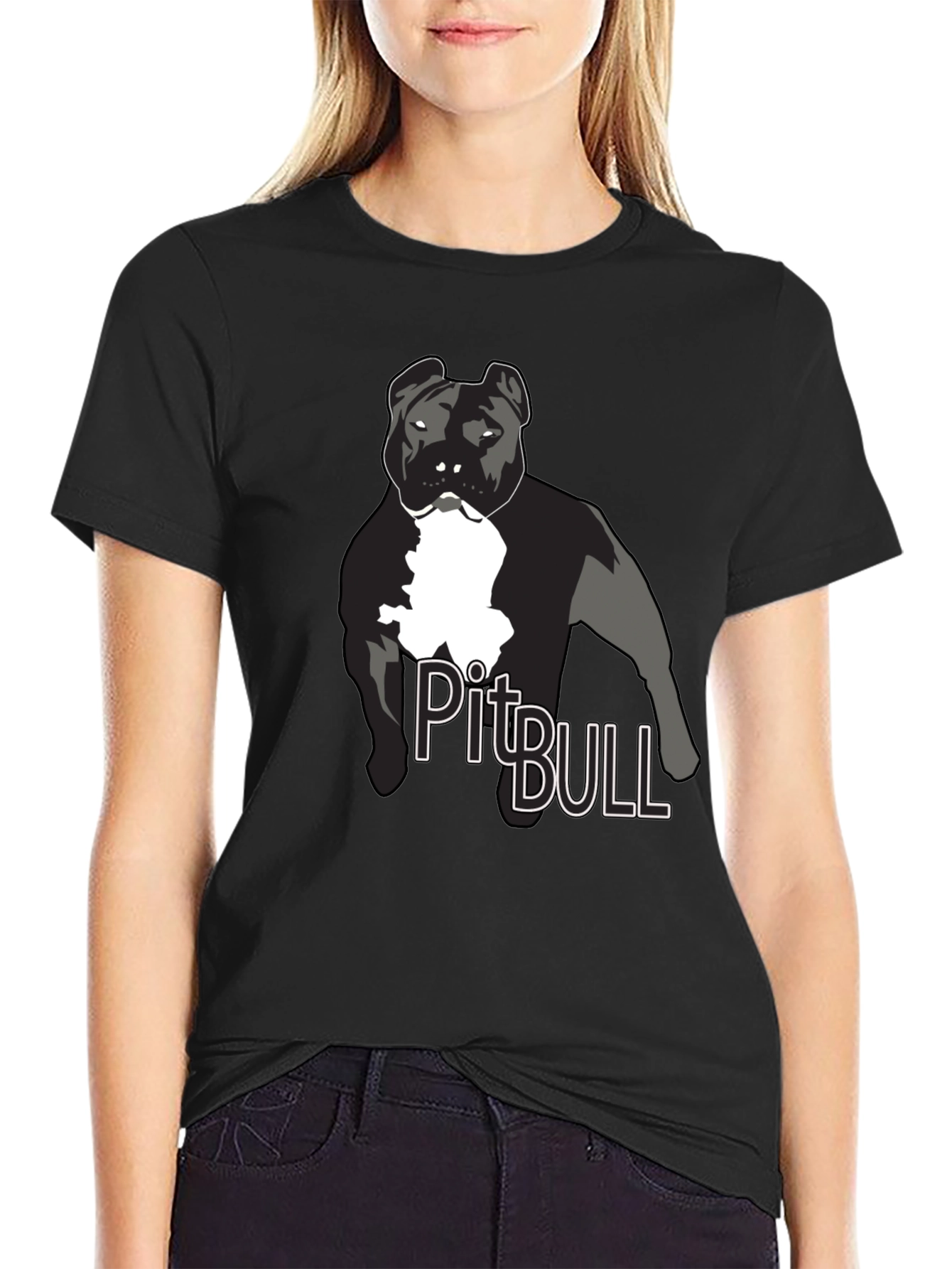 Pitbull Dog Graphic T-Shirt - Black