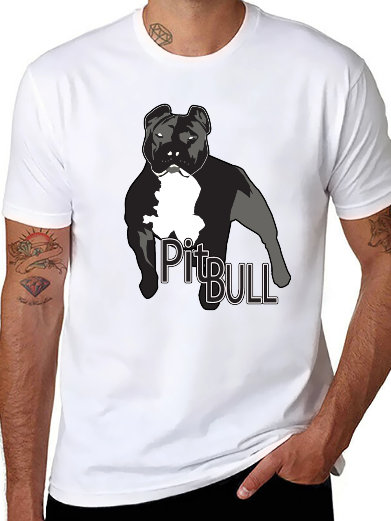 Pitbull Dog Graphic T-Shirt - Black
