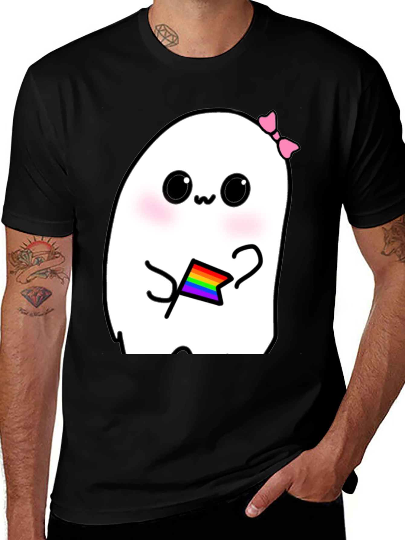 Kawaii Ghost Pride T-Shirt - Cute LGBTQ+ Apparel