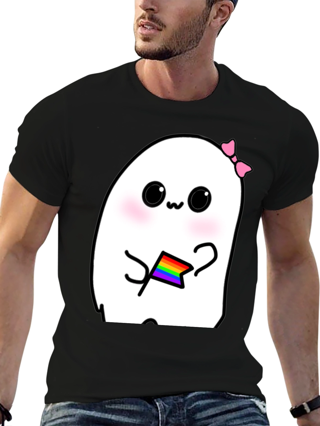 Kawaii Ghost Pride T-Shirt - Cute LGBTQ+ Apparel