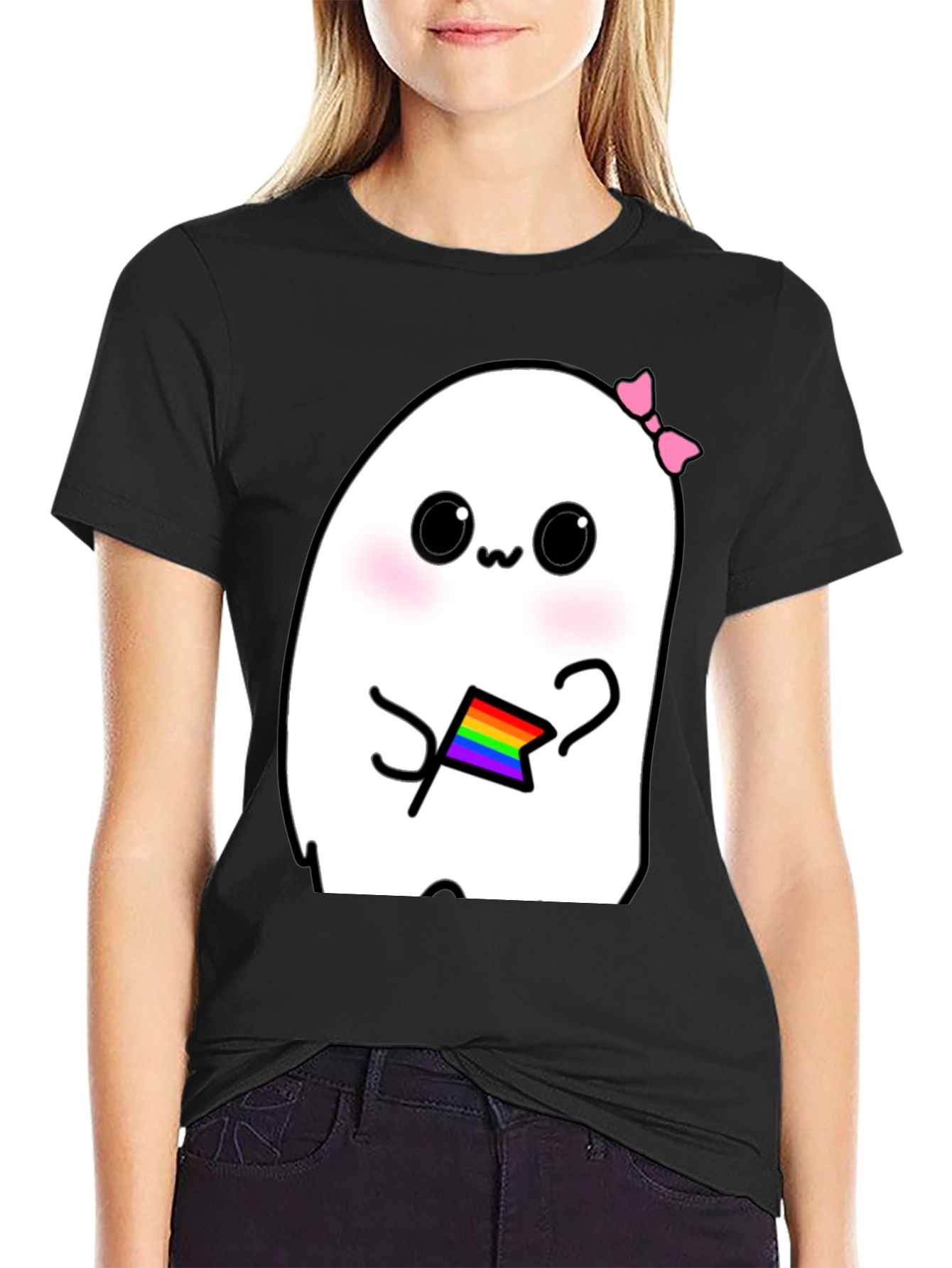 Kawaii Ghost Pride T-Shirt - Cute LGBTQ+ Apparel