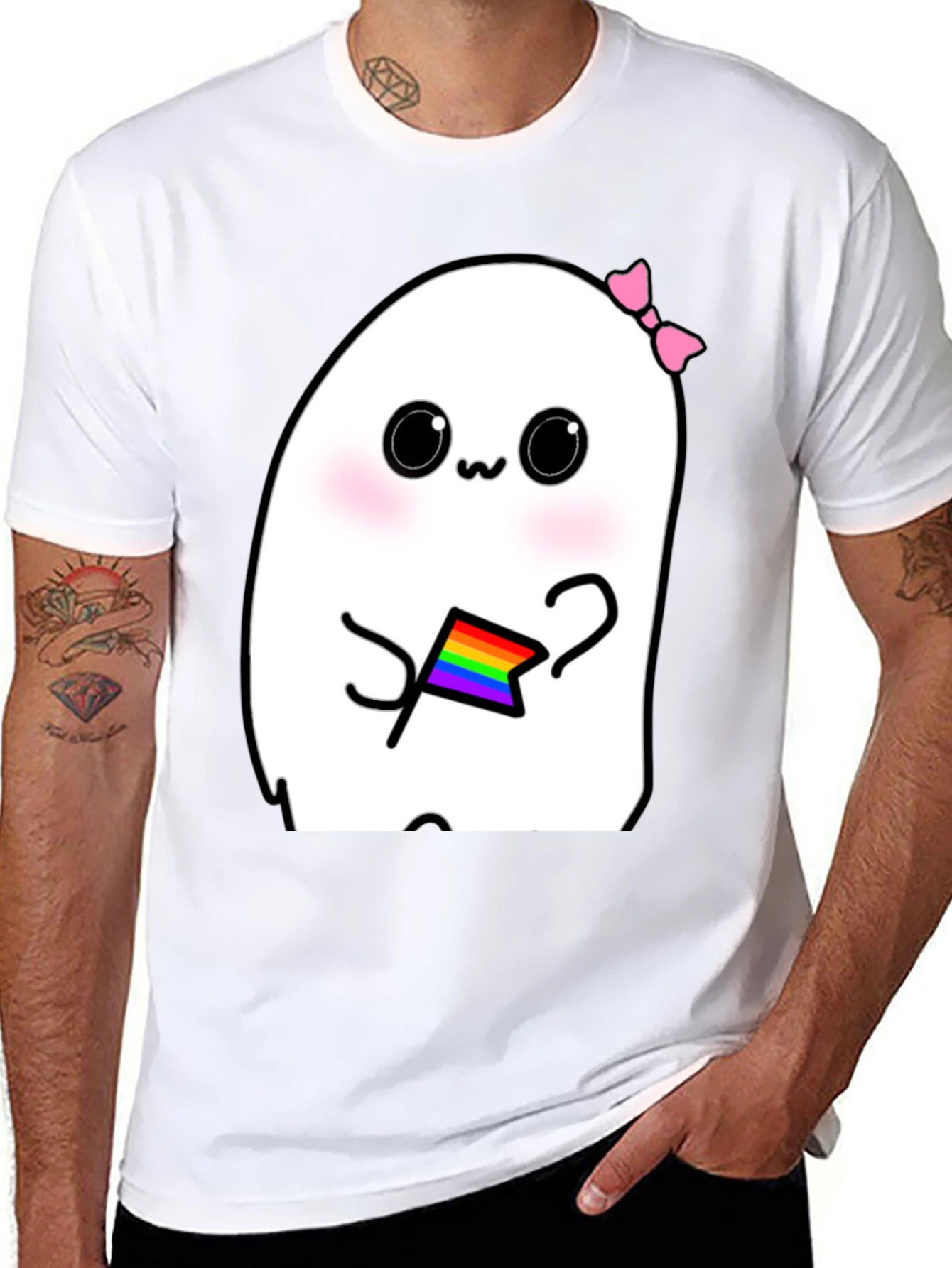 Kawaii Ghost Pride T-Shirt - Cute LGBTQ+ Apparel