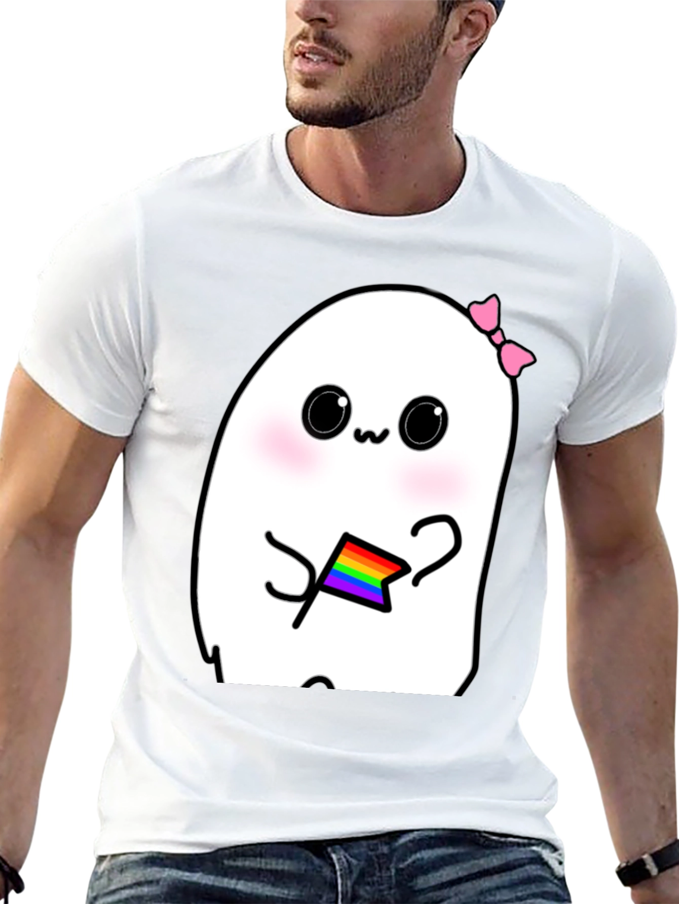 Kawaii Ghost Pride T-Shirt - Cute LGBTQ+ Apparel