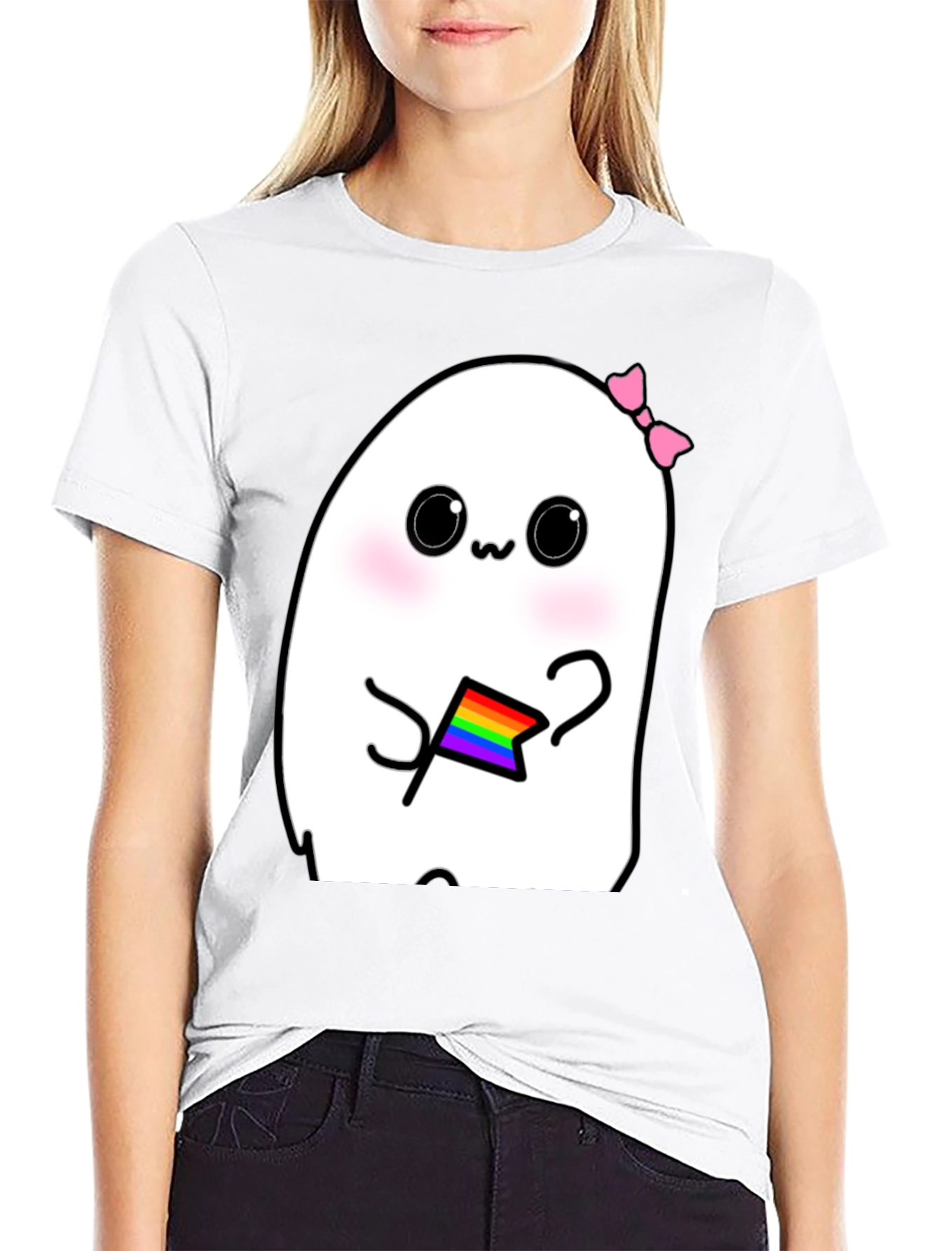 Kawaii Ghost Pride T-Shirt - Cute LGBTQ+ Apparel