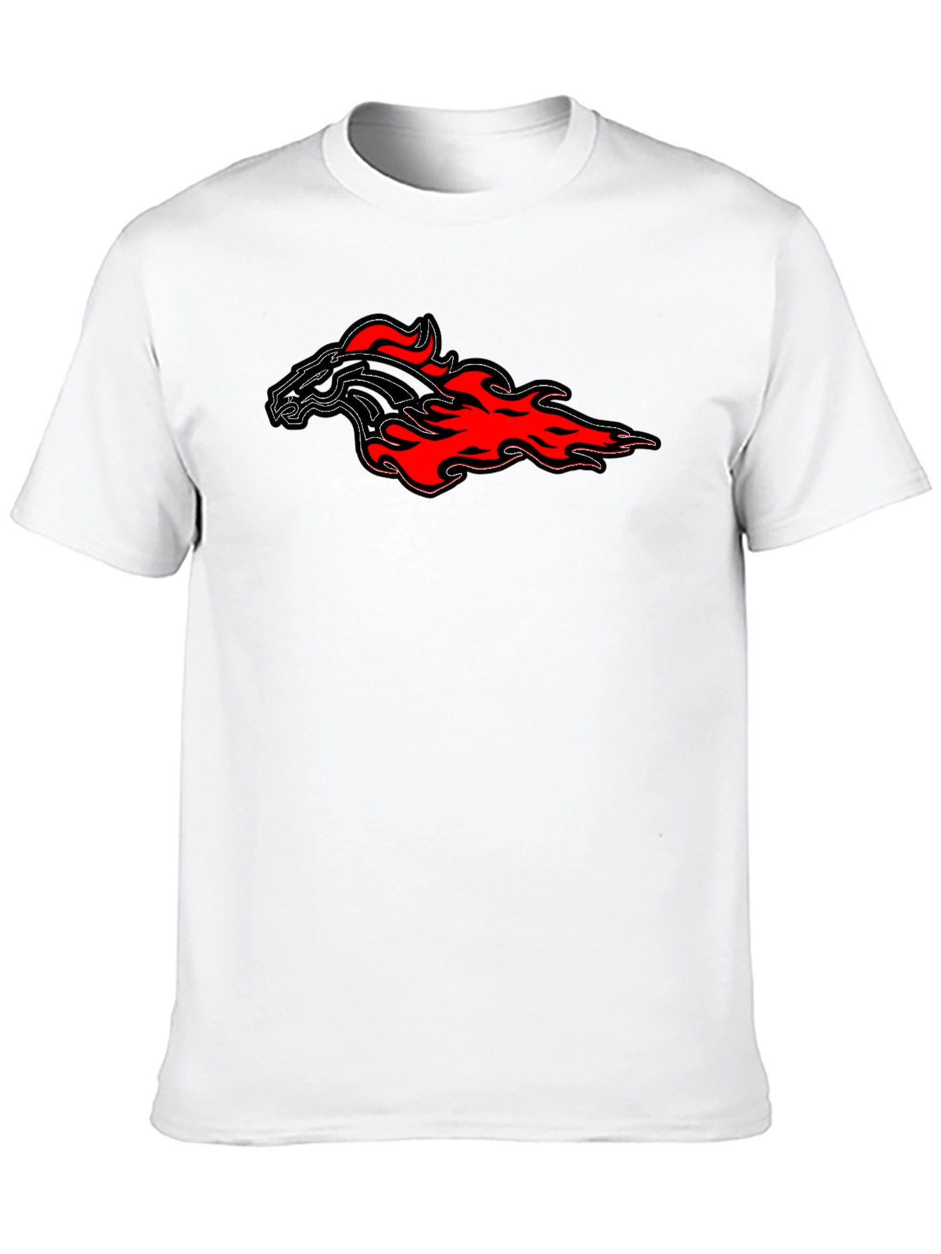 Flaming Horse Graphic Tee - Black Cotton T-Shirt