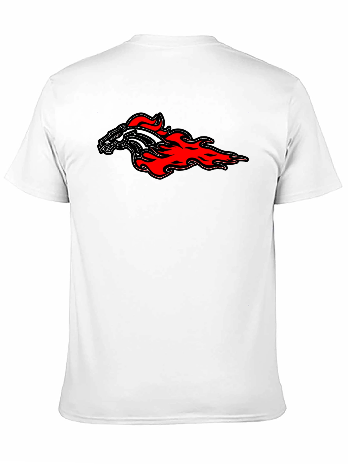 Flaming Horse Graphic Tee - Black Cotton T-Shirt