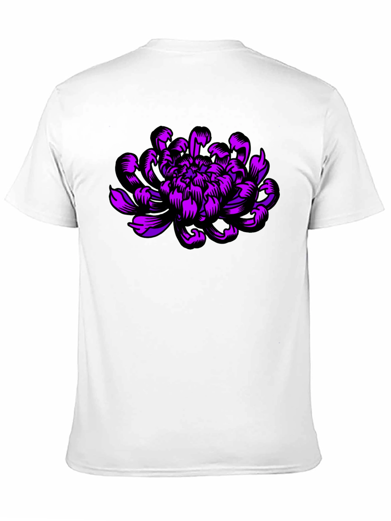 Black T-Shirt with Purple Flower Design