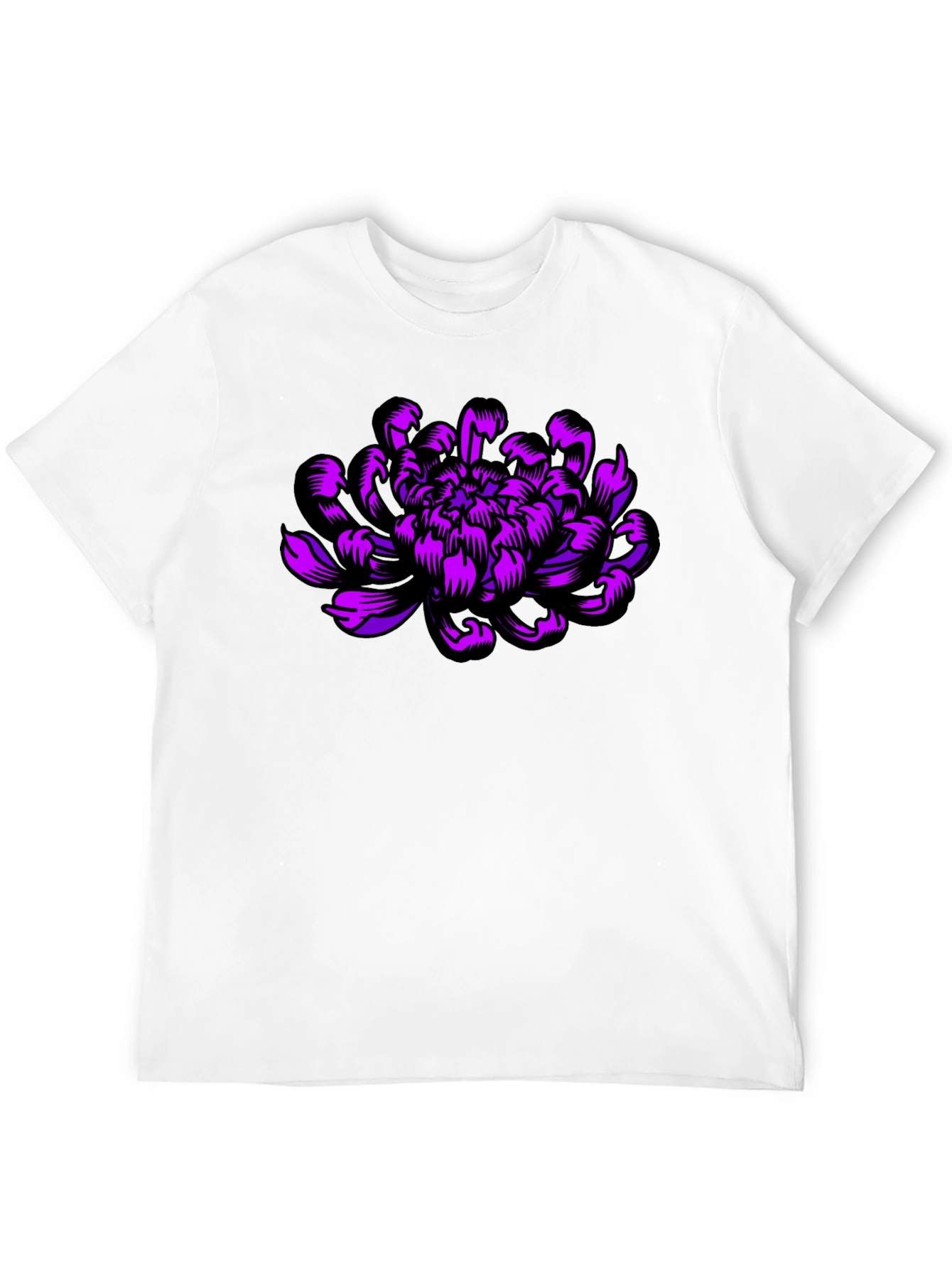 Black T-Shirt with Purple Flower Design
