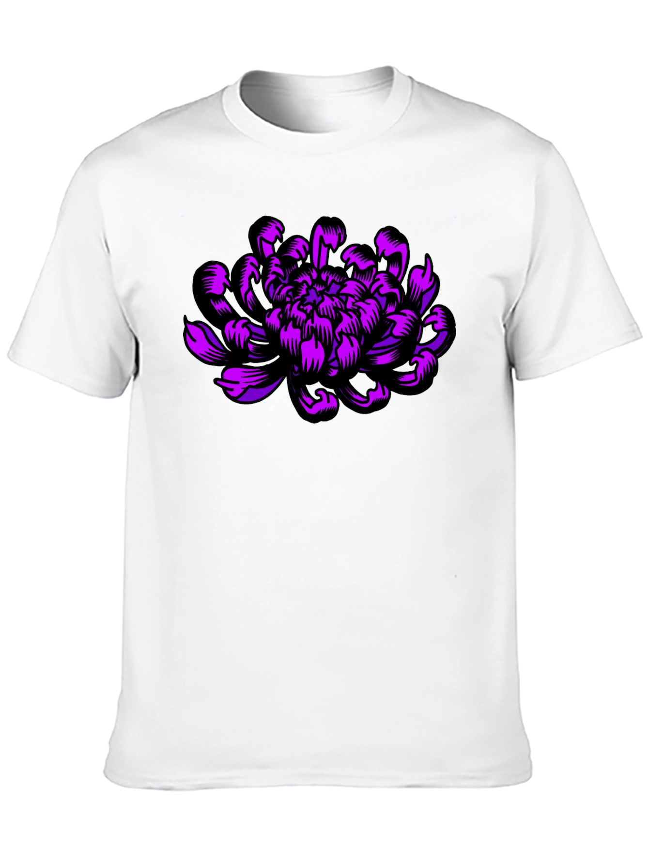 Black T-Shirt with Purple Flower Design