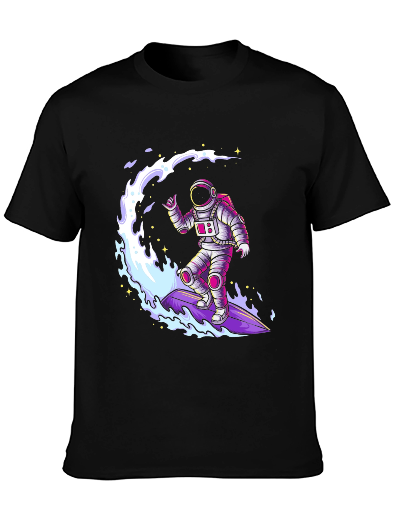 Astronaut Surfing T-Shirt - Black Graphic Tee