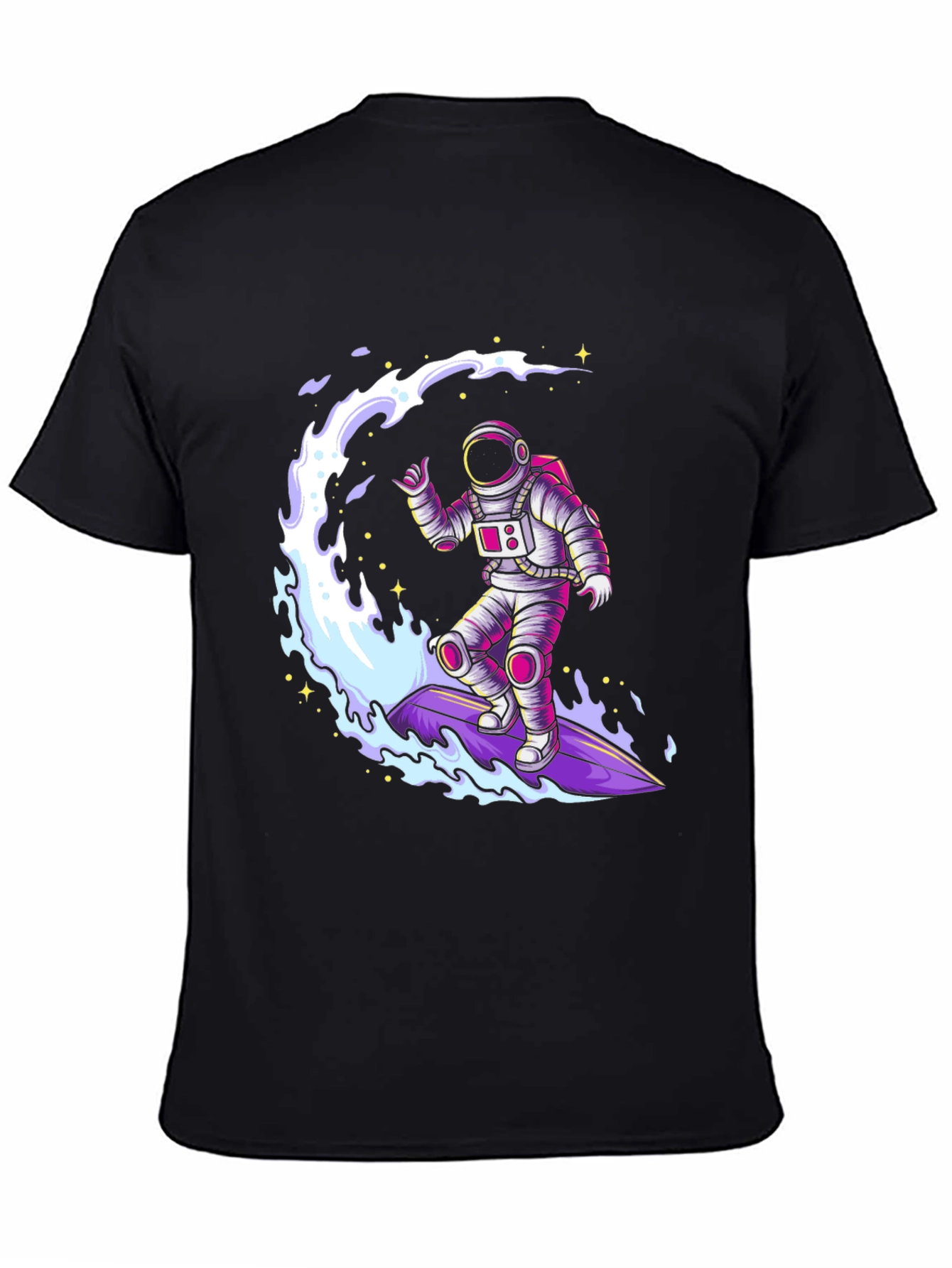 Astronaut Surfing T-Shirt - Black Graphic Tee