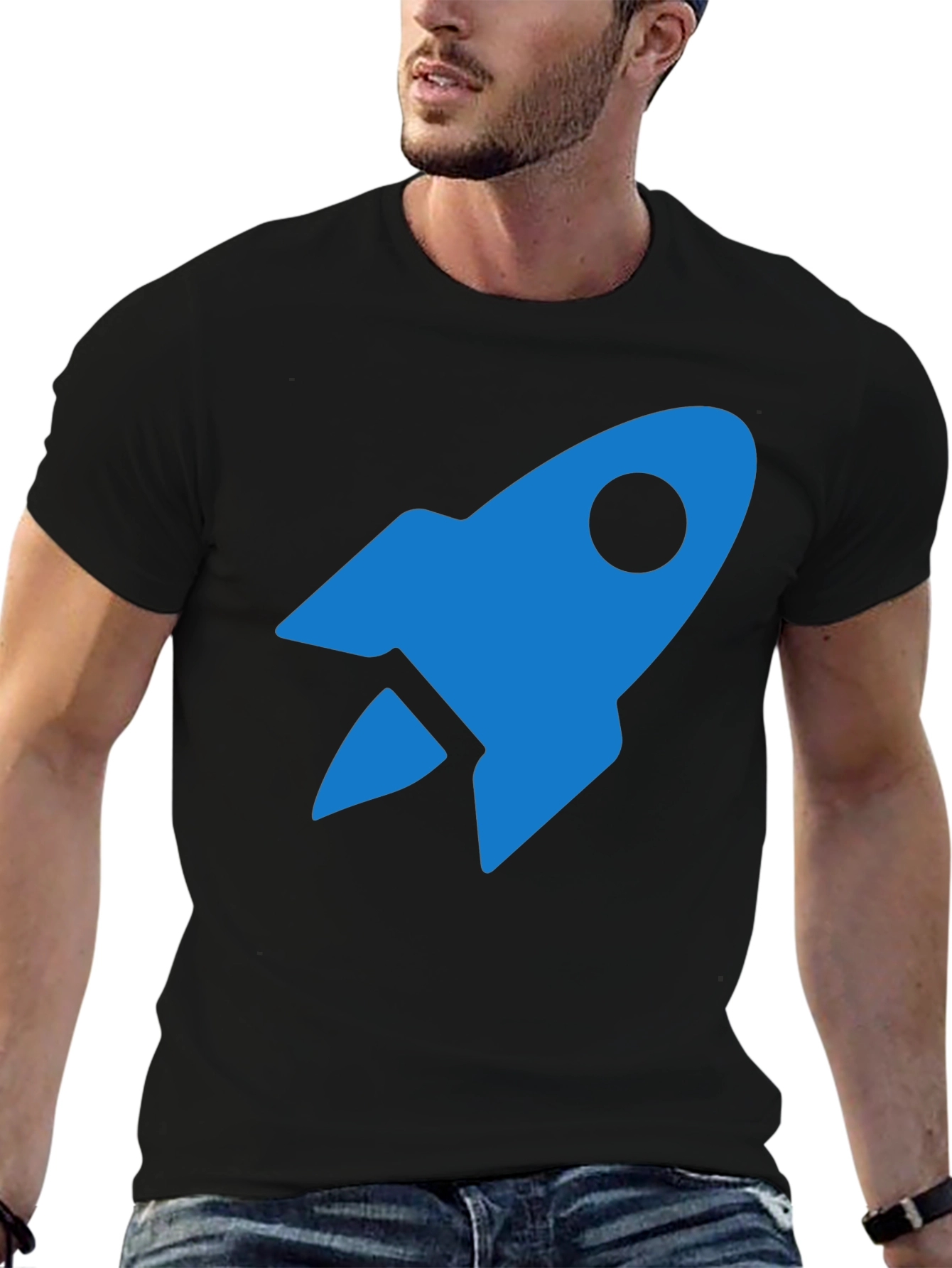 Blue Rocket Graphic Tee - Mens Black T-Shirt