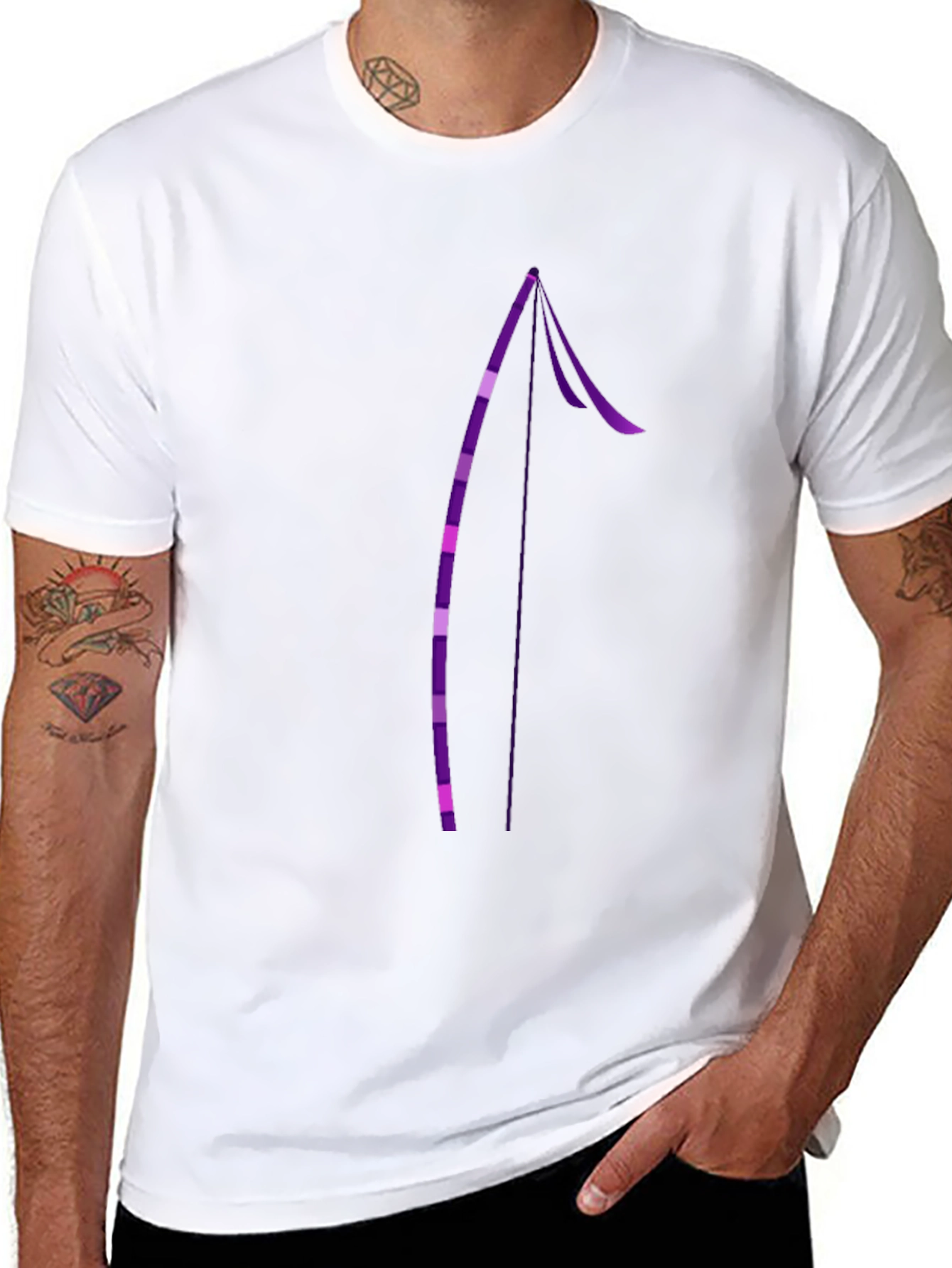 Stylish Black Tee with Purple Arrow Design