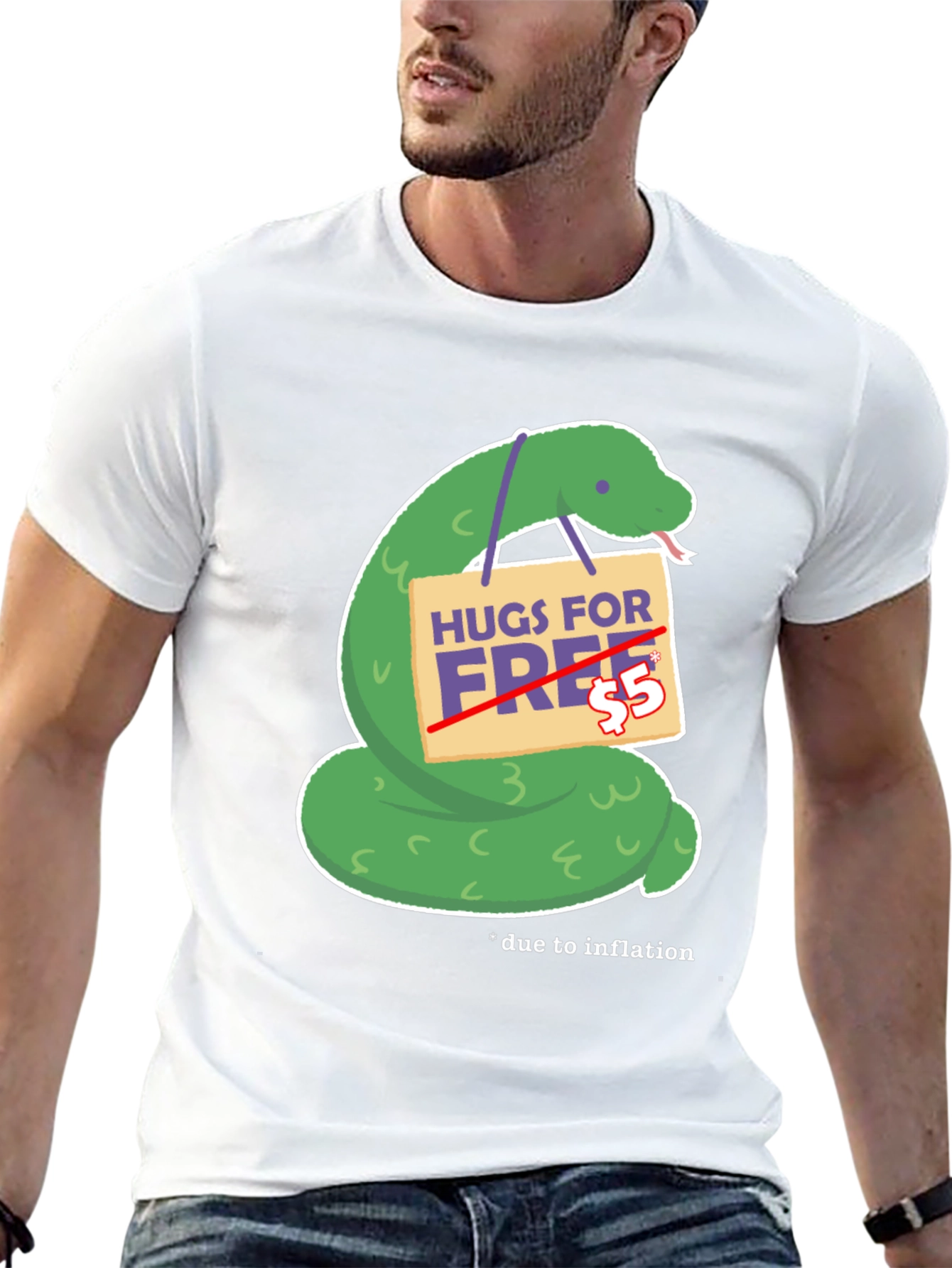 Humorous Hugs For Free Snake Graphic Tee