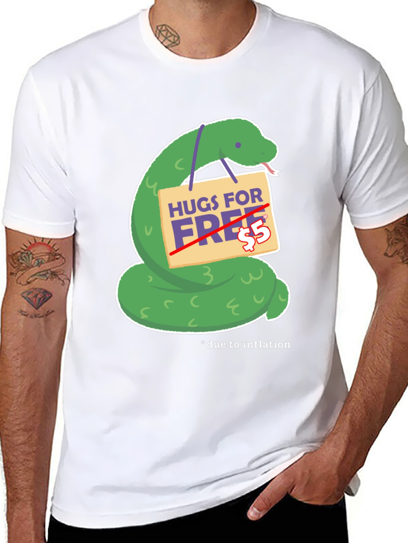 Humorous Hugs For Free Snake Graphic Tee