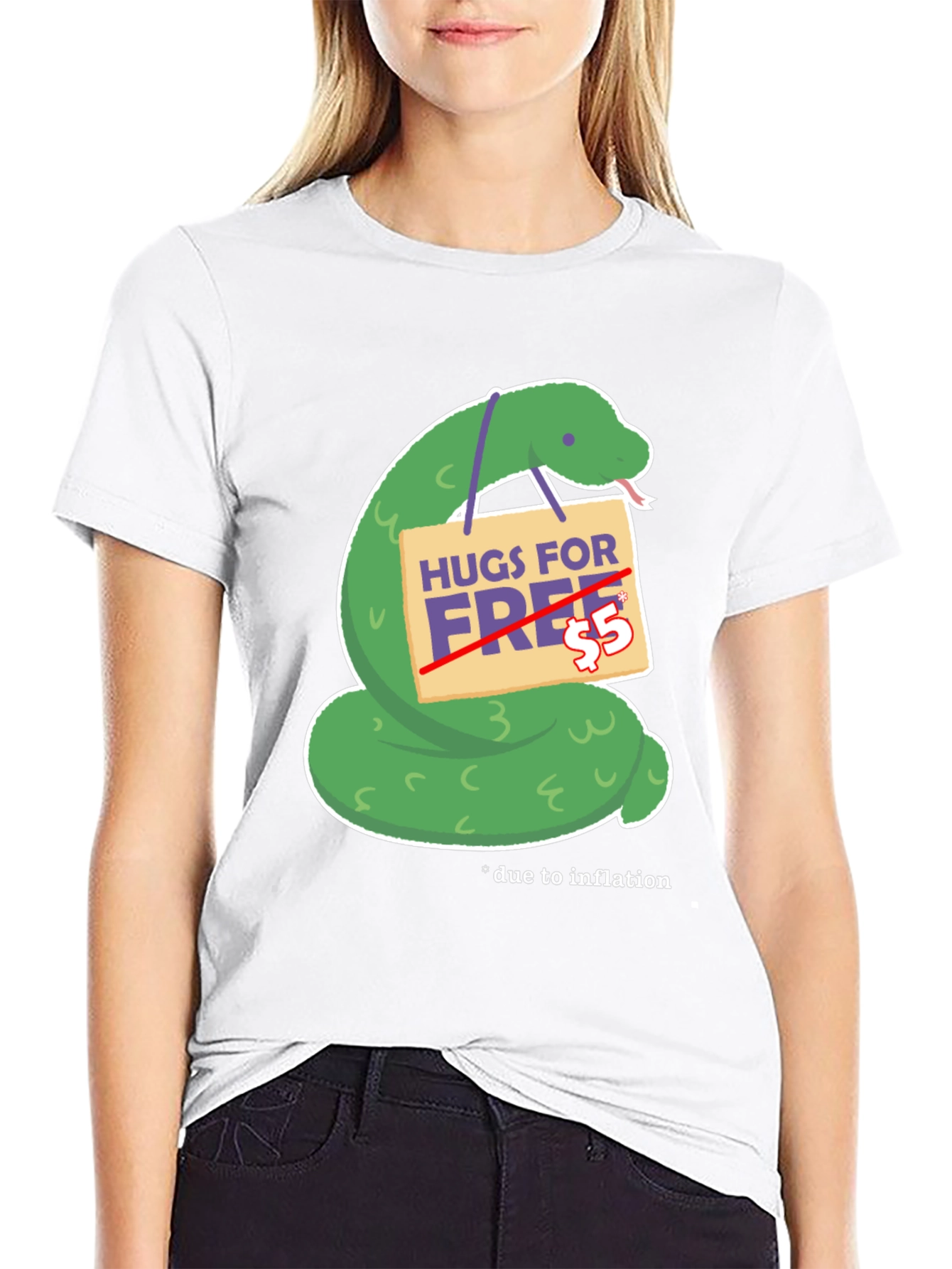 Humorous Hugs For Free Snake Graphic Tee