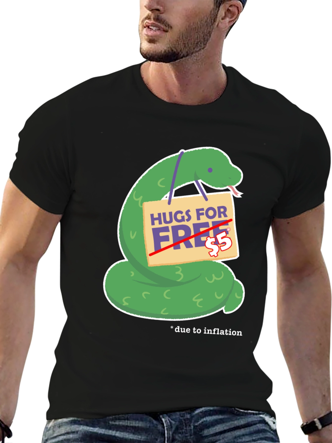 Humorous Hugs For Free Snake Graphic Tee