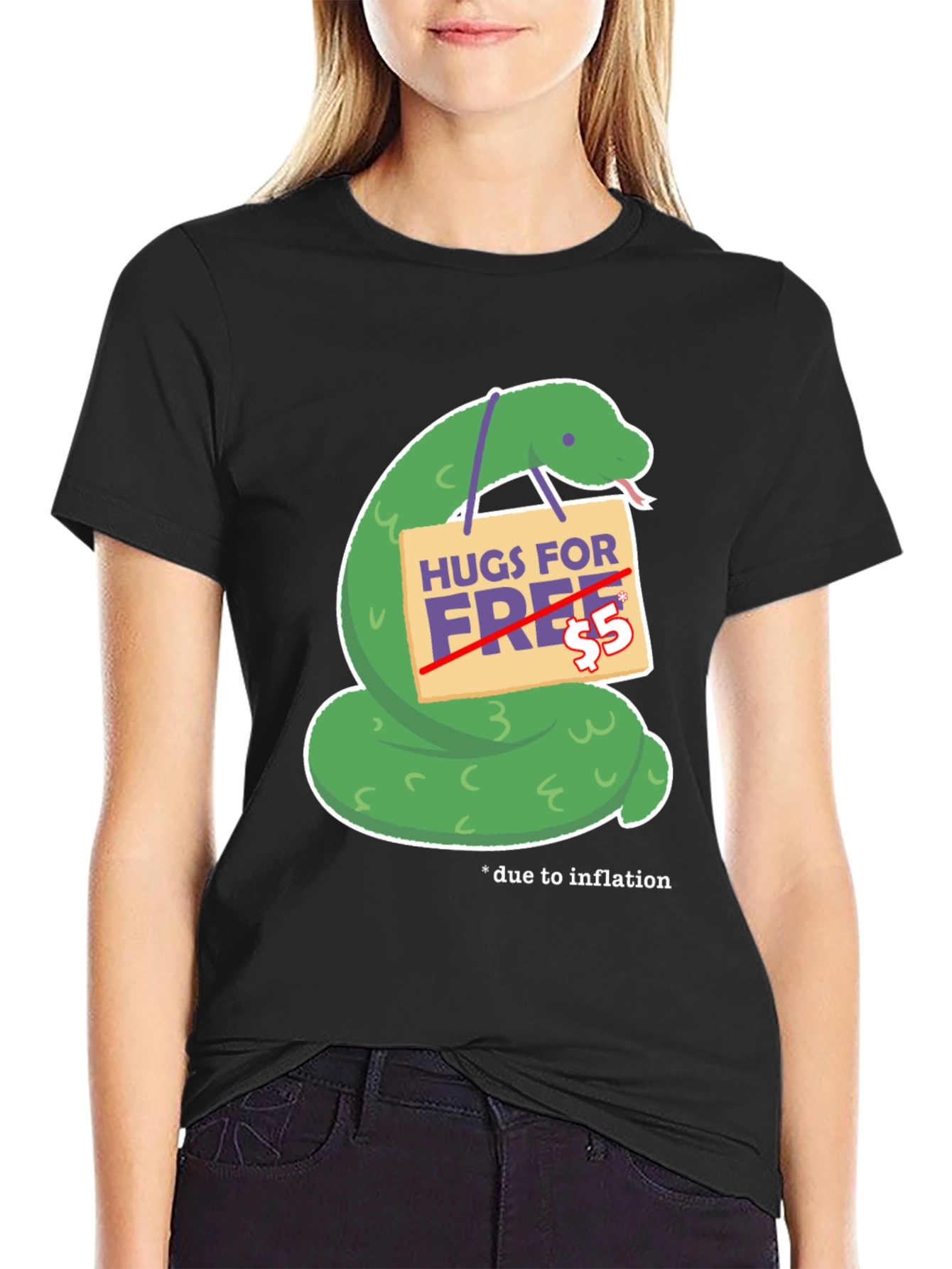 Humorous Hugs For Free Snake Graphic Tee