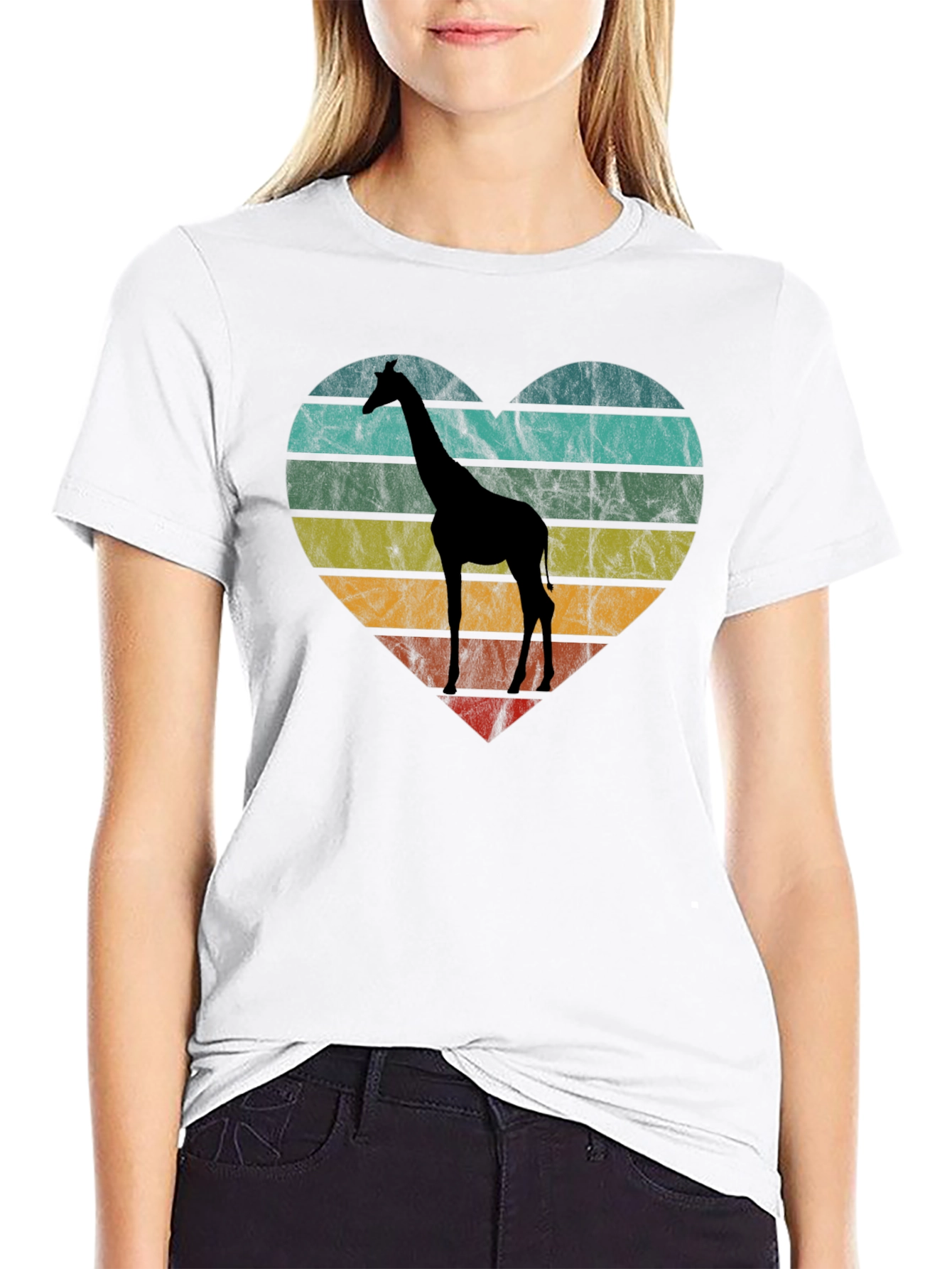 Giraffe Heart Graphic Tee - Retro Style