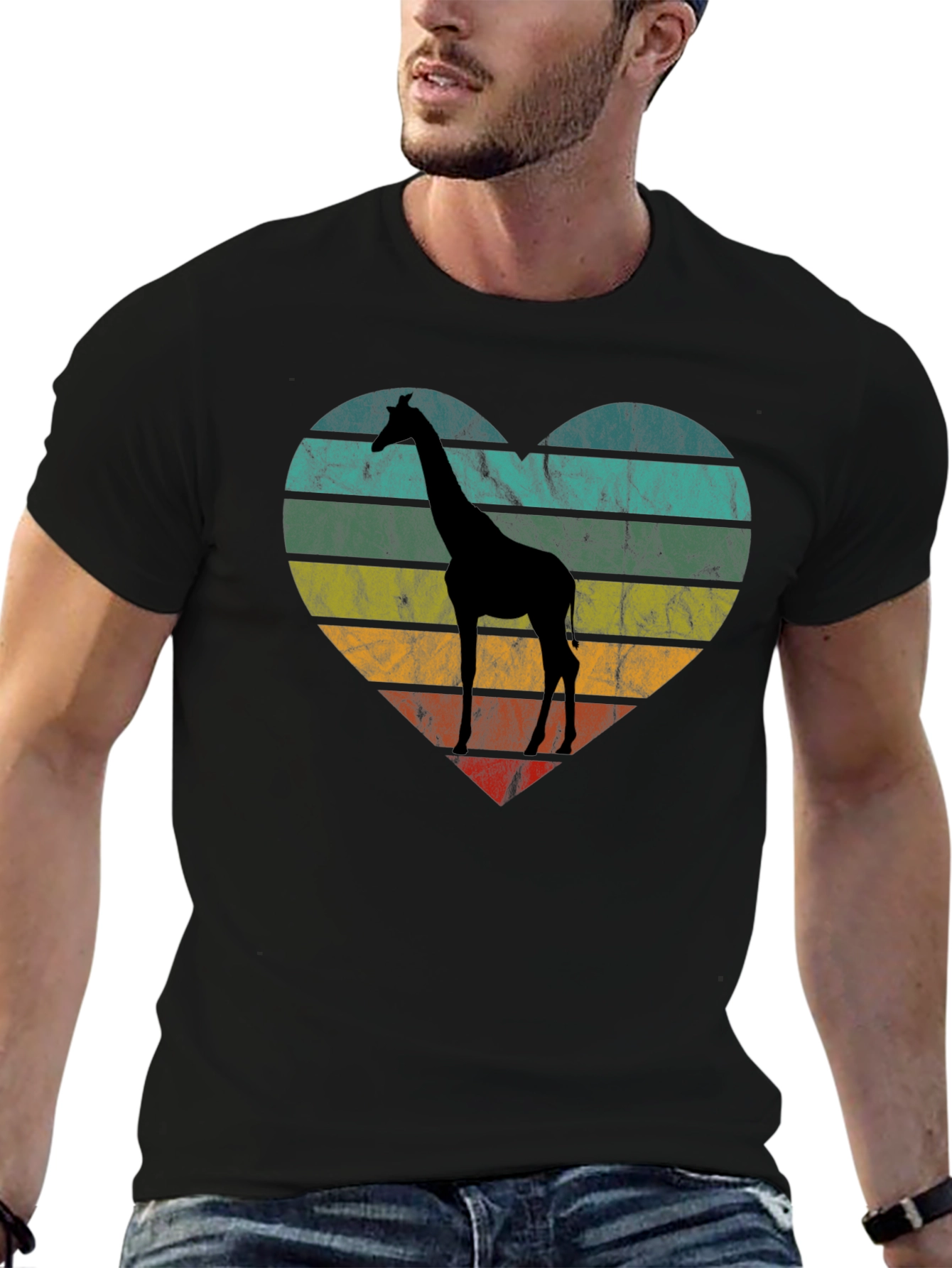 Giraffe Heart Graphic Tee - Retro Style