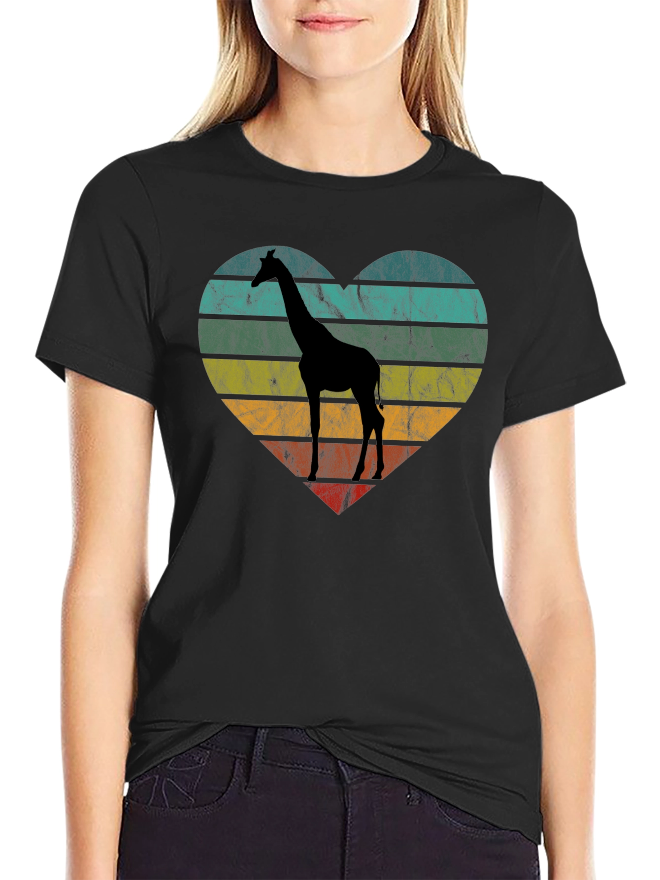 Giraffe Heart Graphic Tee - Retro Style