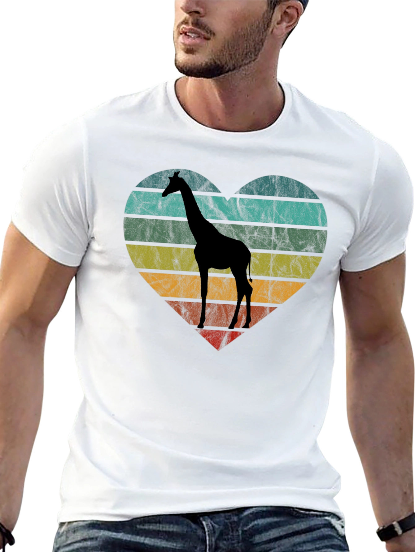 Giraffe Heart Graphic Tee - Retro Style