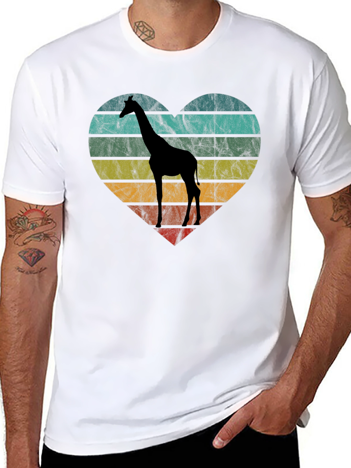 Giraffe Heart Graphic Tee - Retro Style