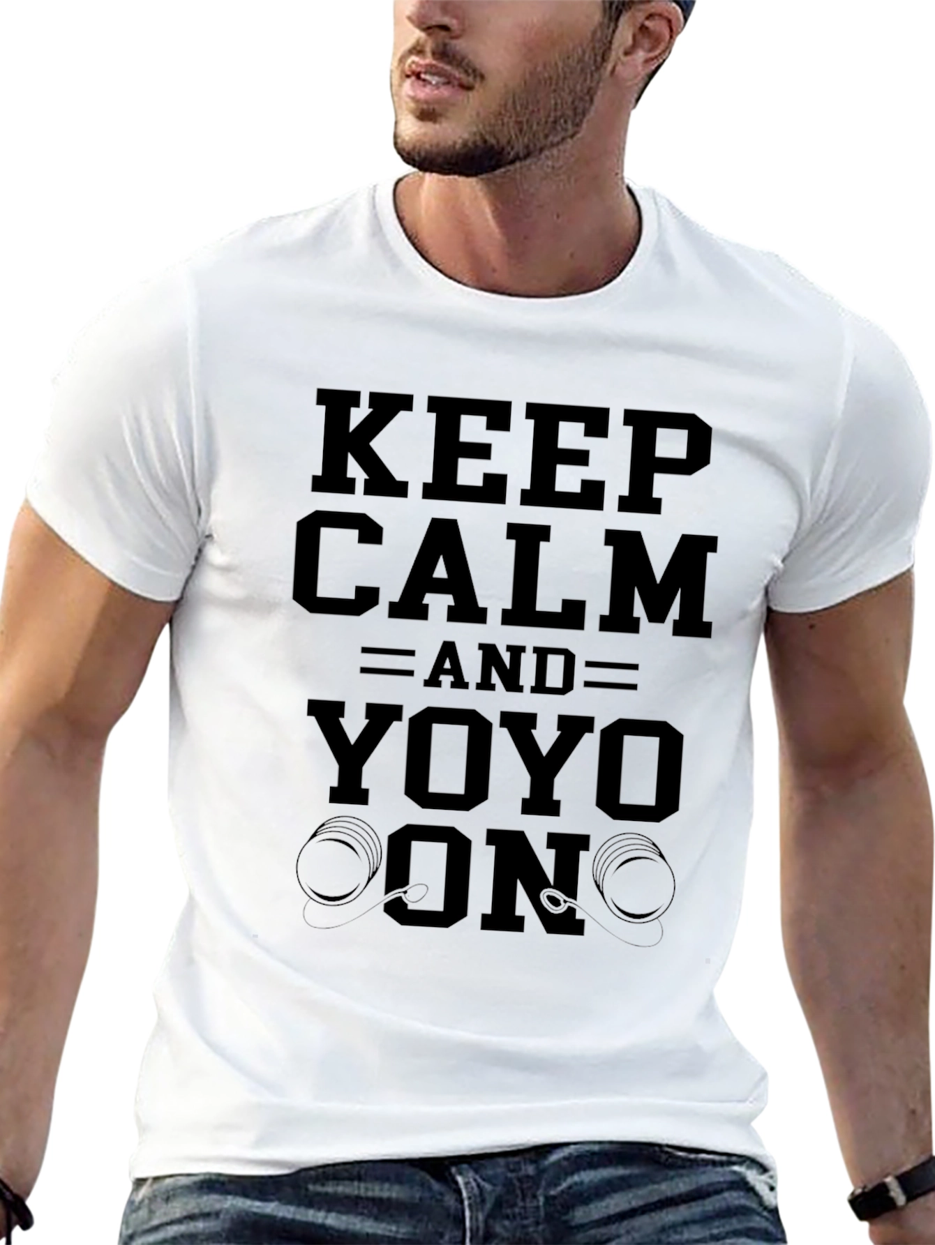 Keep Calm & Yoyo On Black Graphic T-Shirt