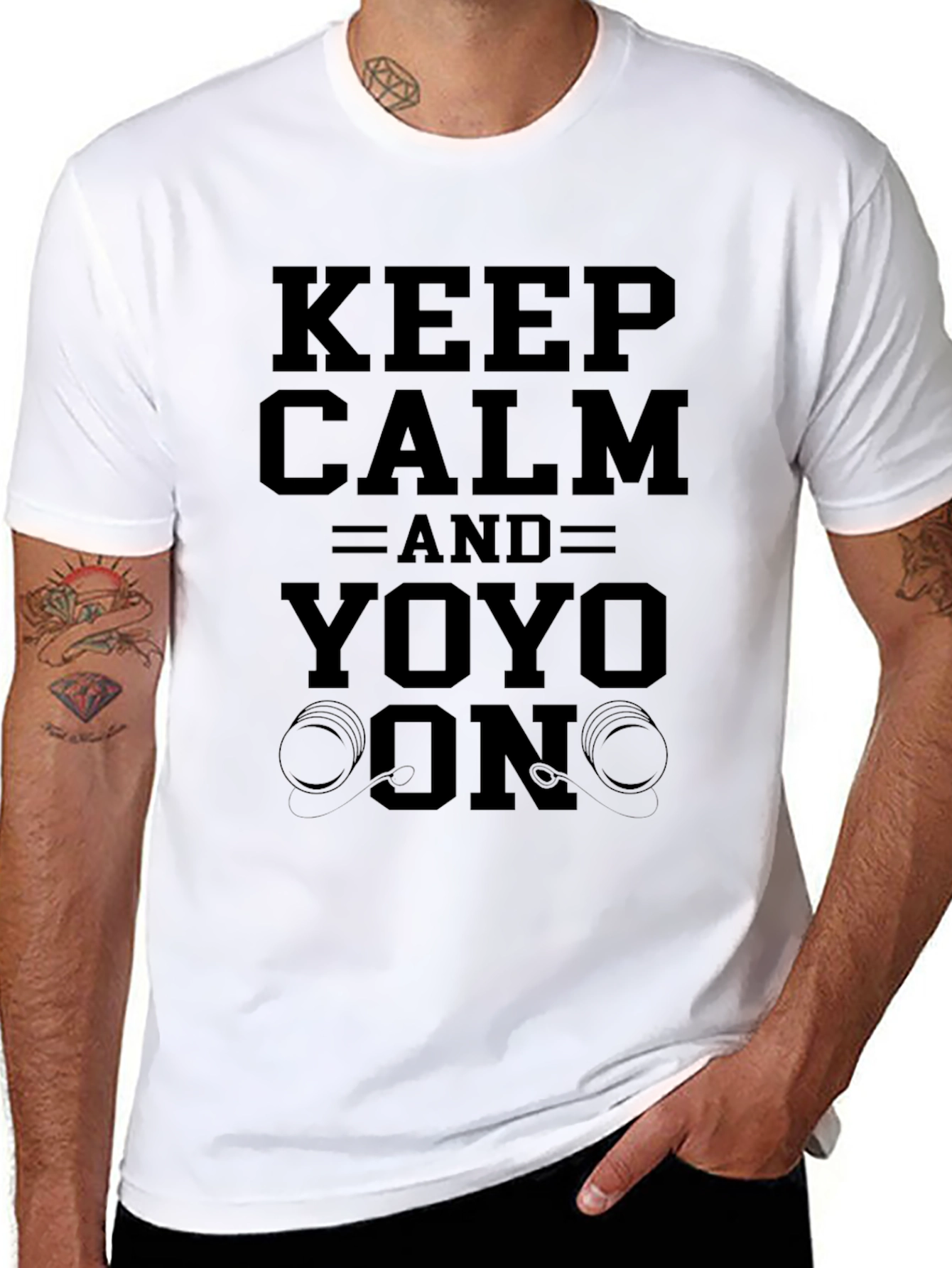 Keep Calm & Yoyo On Black Graphic T-Shirt