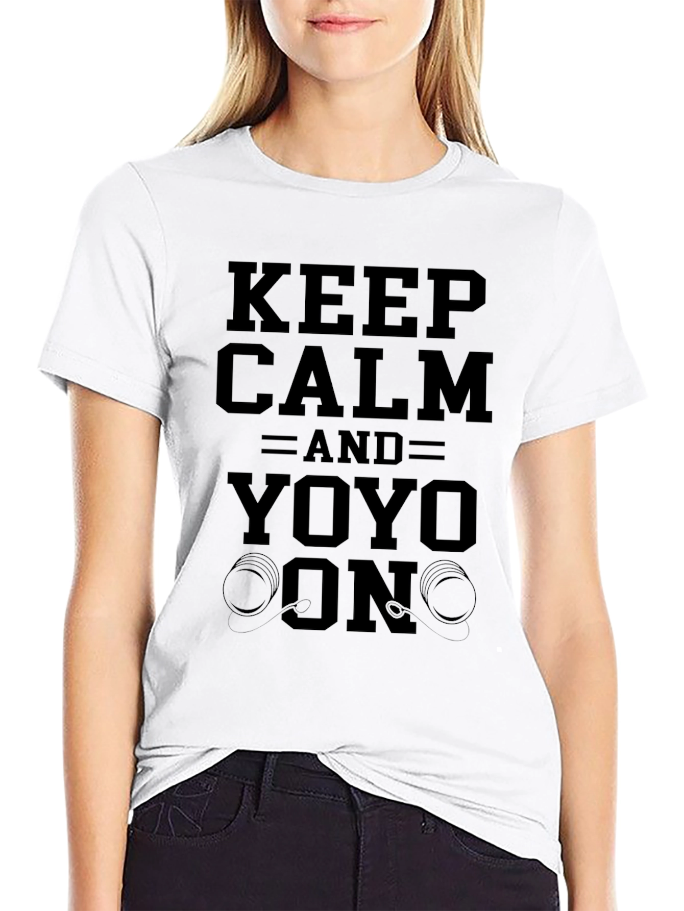 Keep Calm & Yoyo On Black Graphic T-Shirt