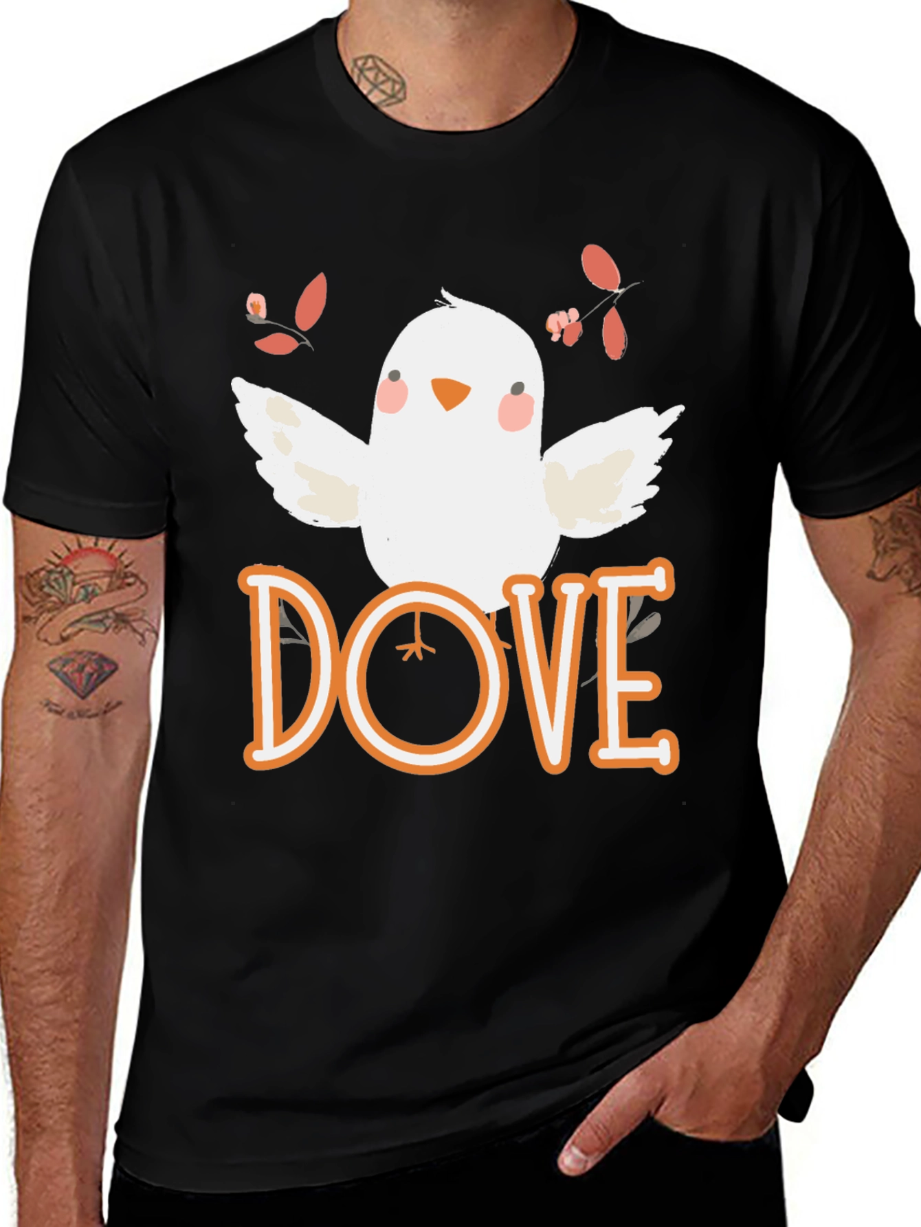 Dove Graphic T-Shirt - Black Cotton Blend