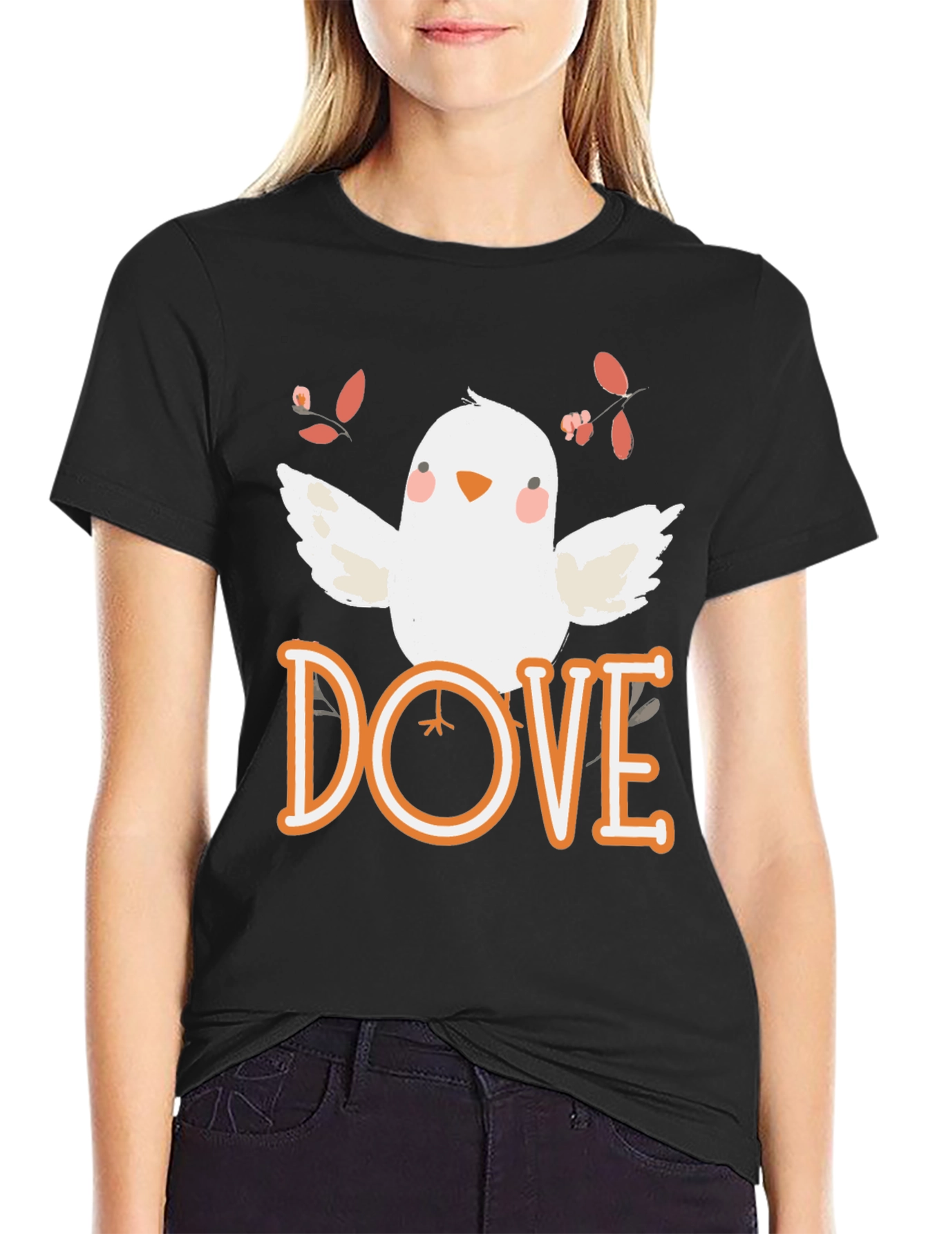 Dove Graphic T-Shirt - Black Cotton Blend