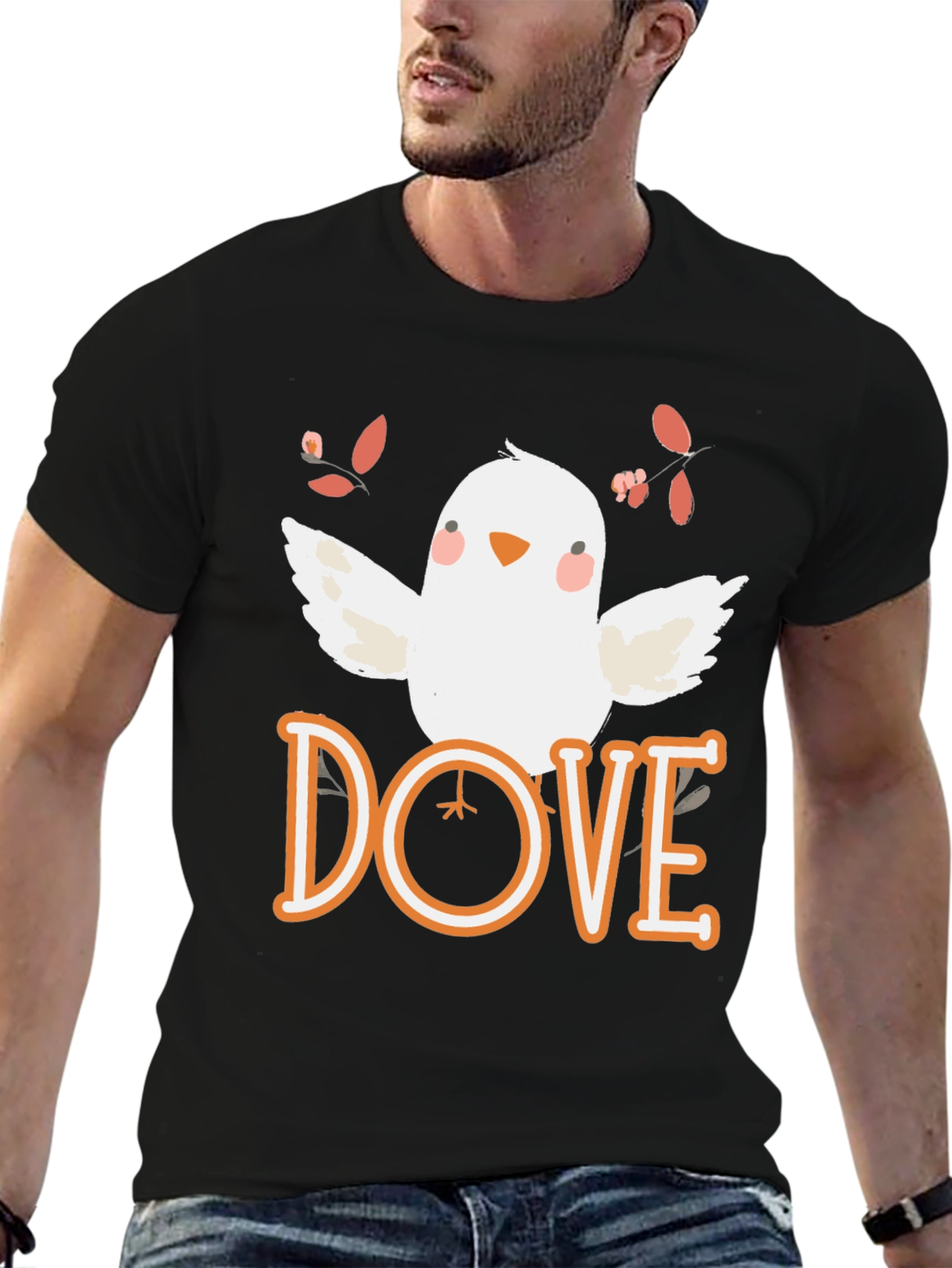 Dove Graphic T-Shirt - Black Cotton Blend