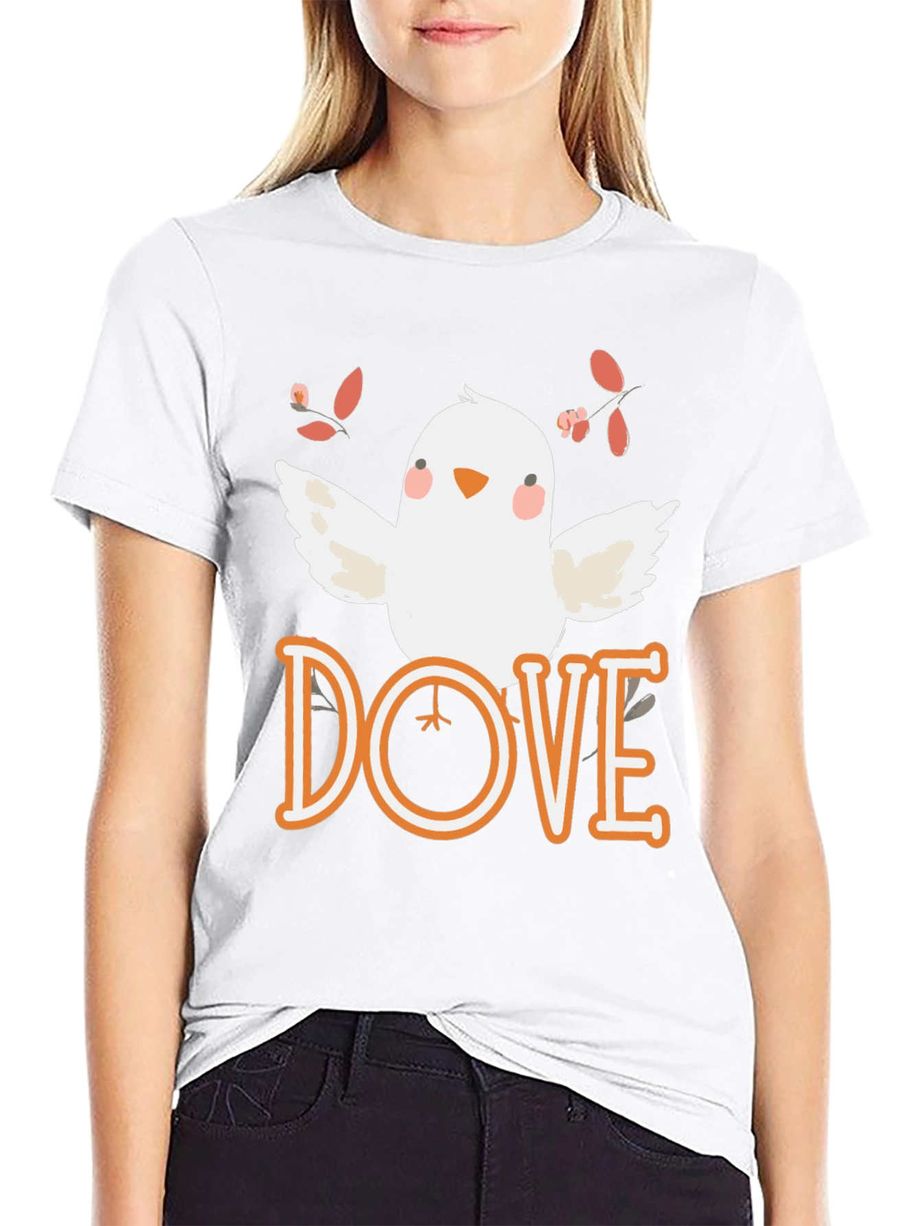 Dove Graphic T-Shirt - Black Cotton Blend