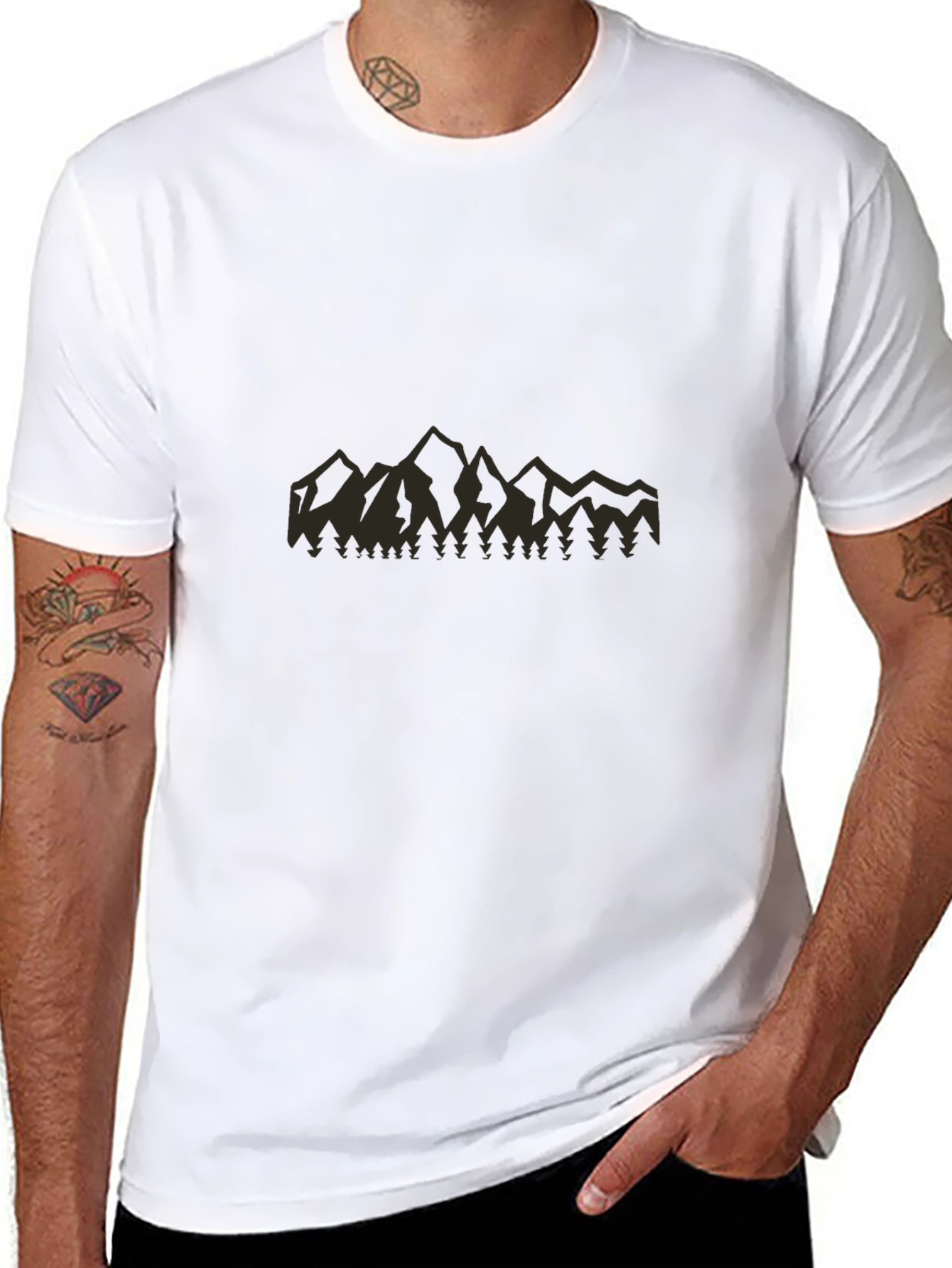 Mountain Silhouette Graphic Tee - Black