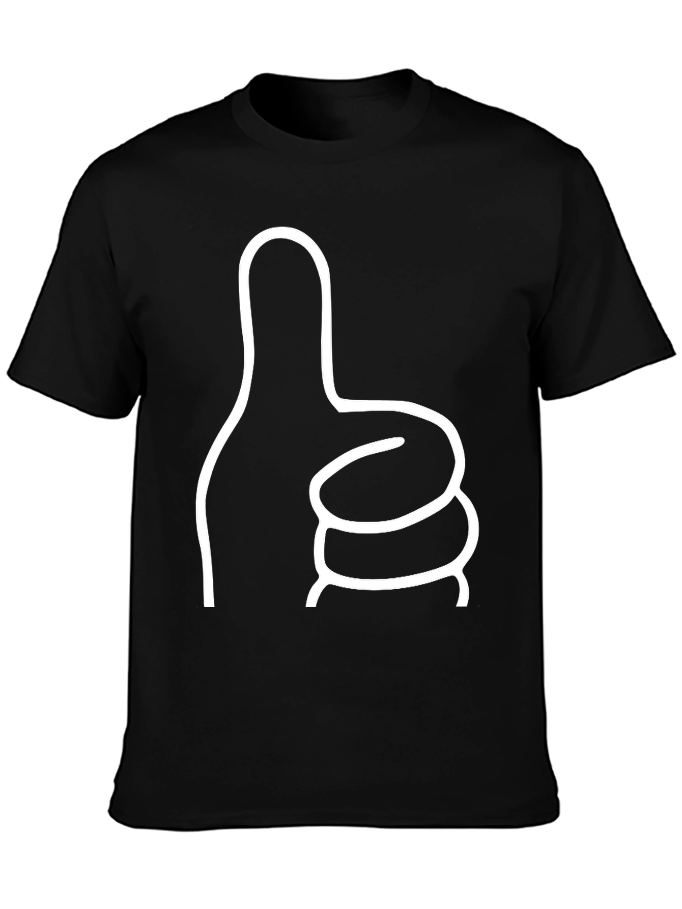 Thumbs Up Graphic Tee - Black Cotton Casual Shirt