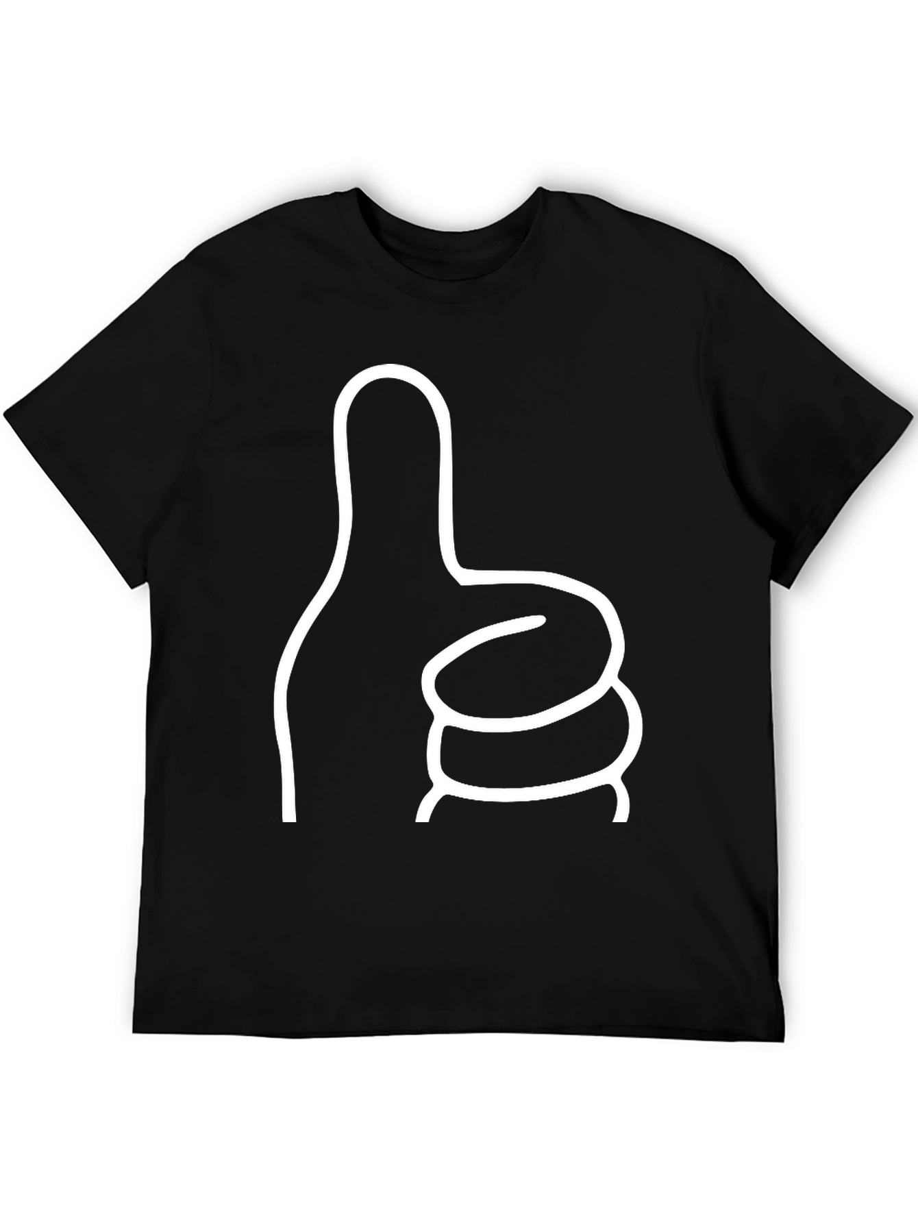 Thumbs Up Graphic Tee - Black Cotton Casual Shirt