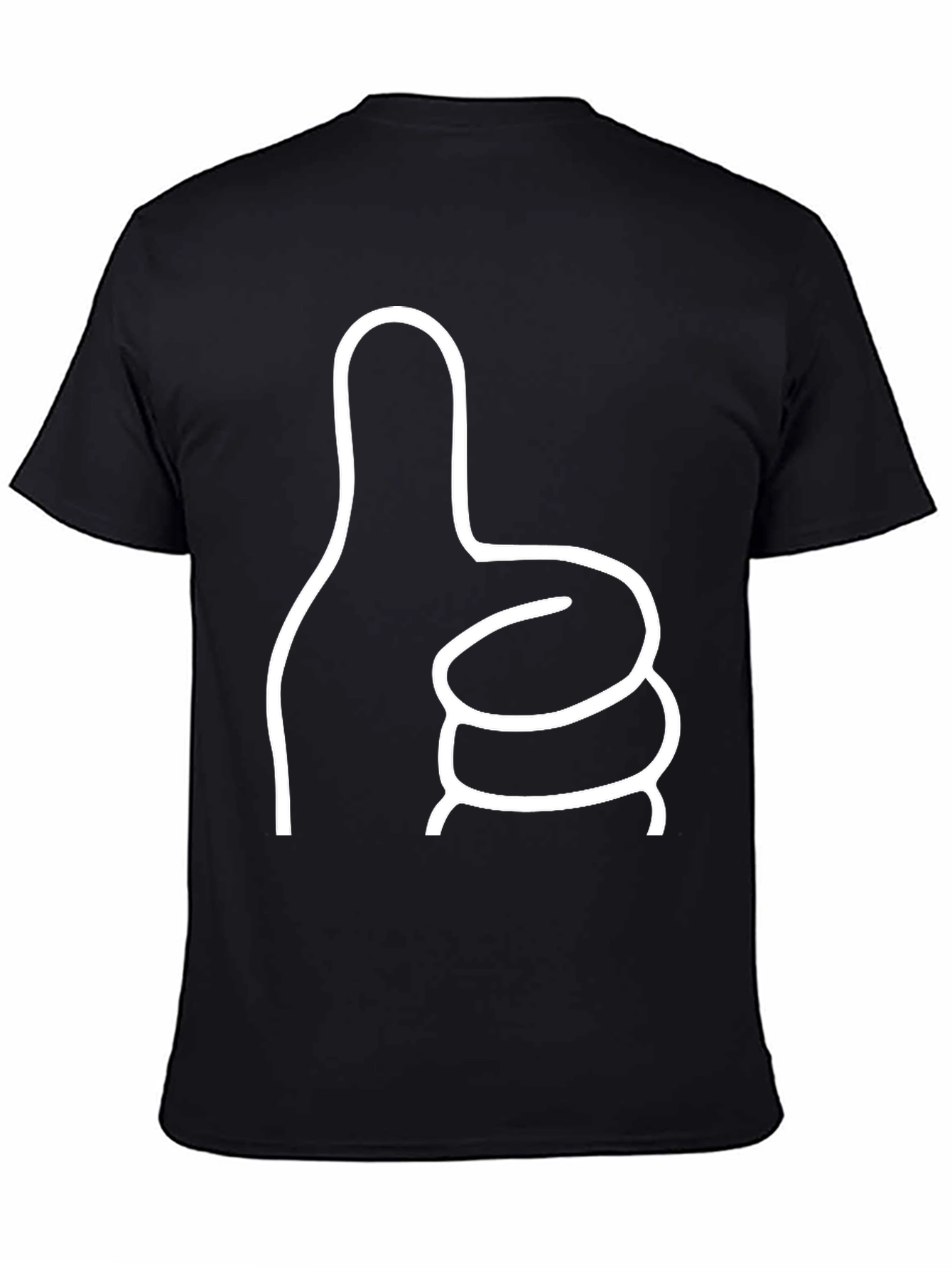Thumbs Up Graphic Tee - Black Cotton Casual Shirt