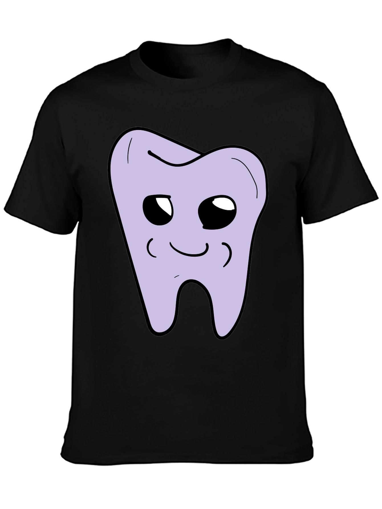 Cute Tooth Graphic Black T-Shirt
