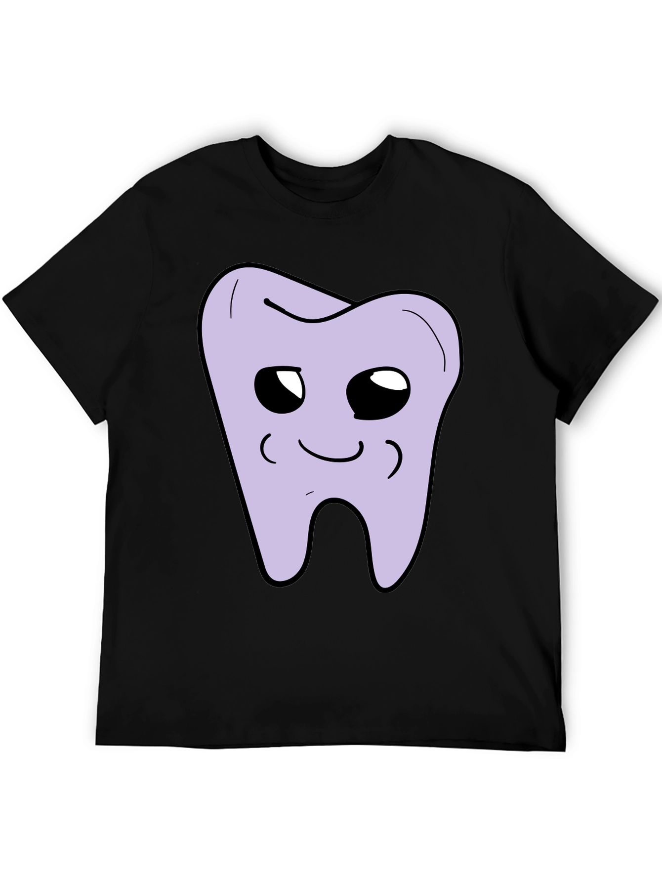 Cute Tooth Graphic Black T-Shirt